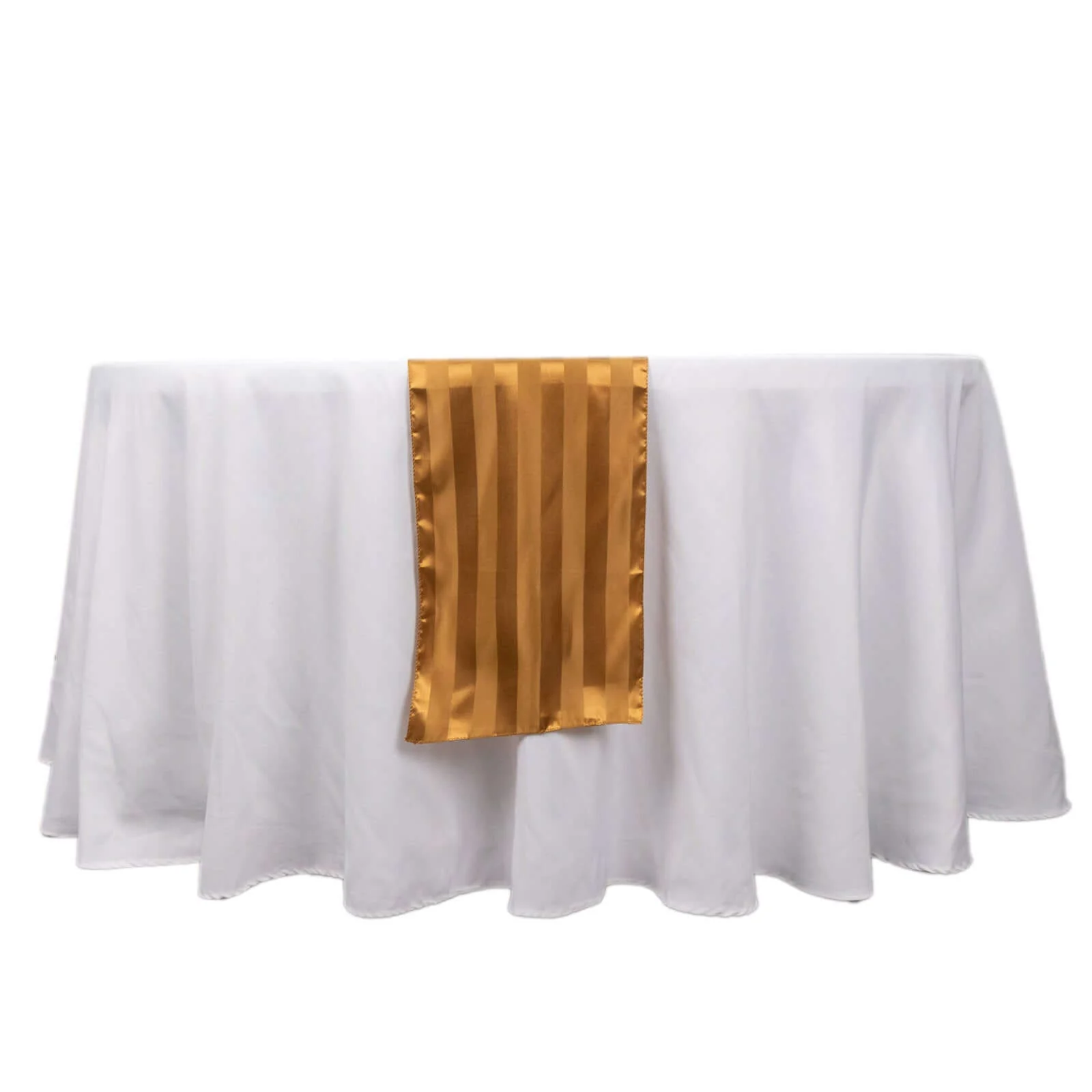 Satin Table Runner 12"x108" Gold - Stripe Wrinkle Resistant Linen - Image 7
