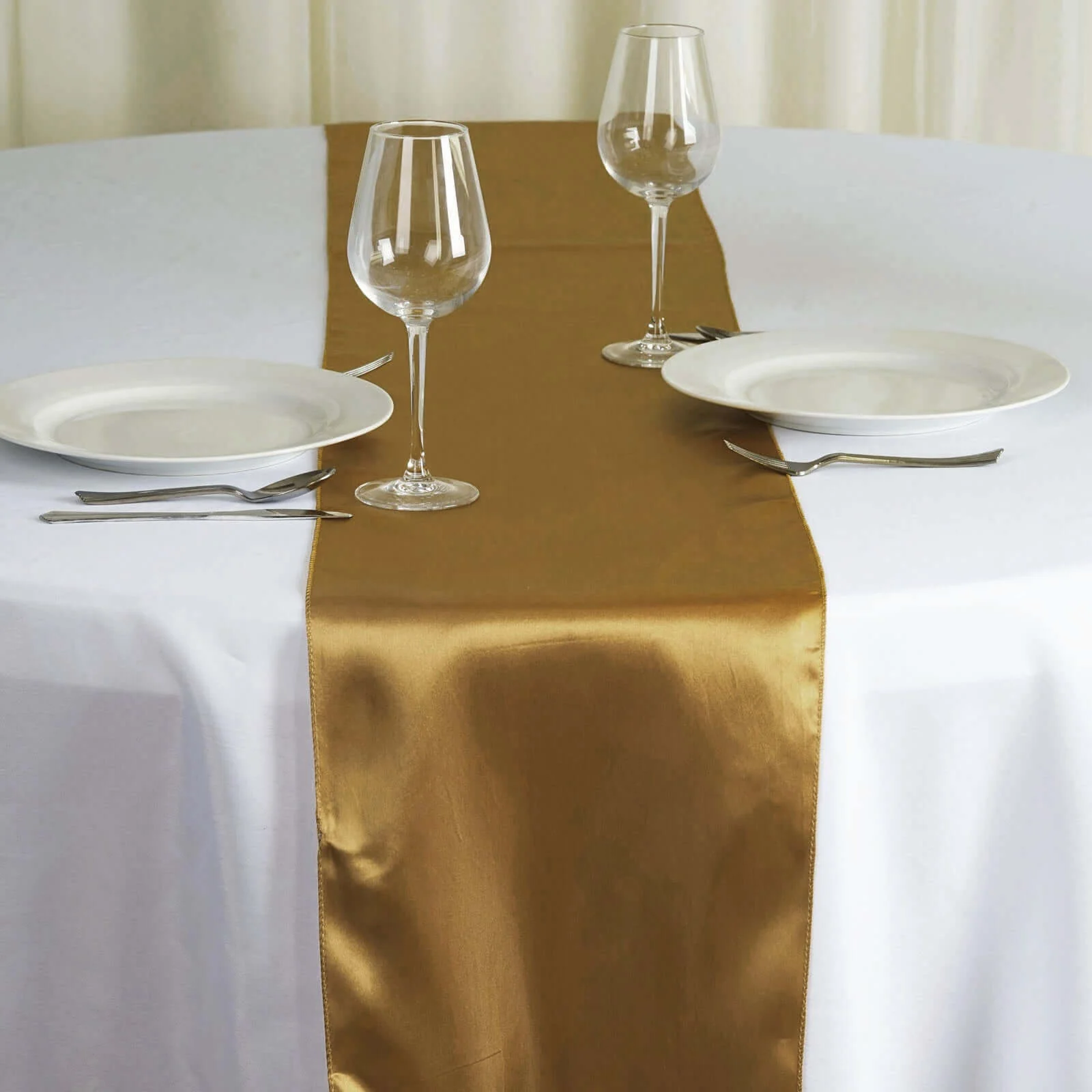 Satin Table Runner 12"x108" Gold - Stylish Table Decor for Weddings & Events - Image 2