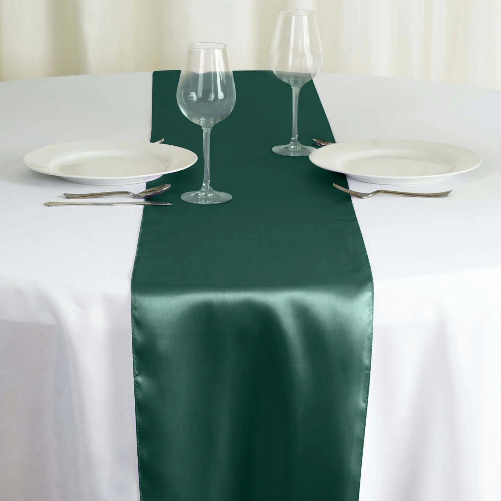 Satin Table Runner 12"x108" Hunter Emerald Green - Stylish Table Linen - Image 8