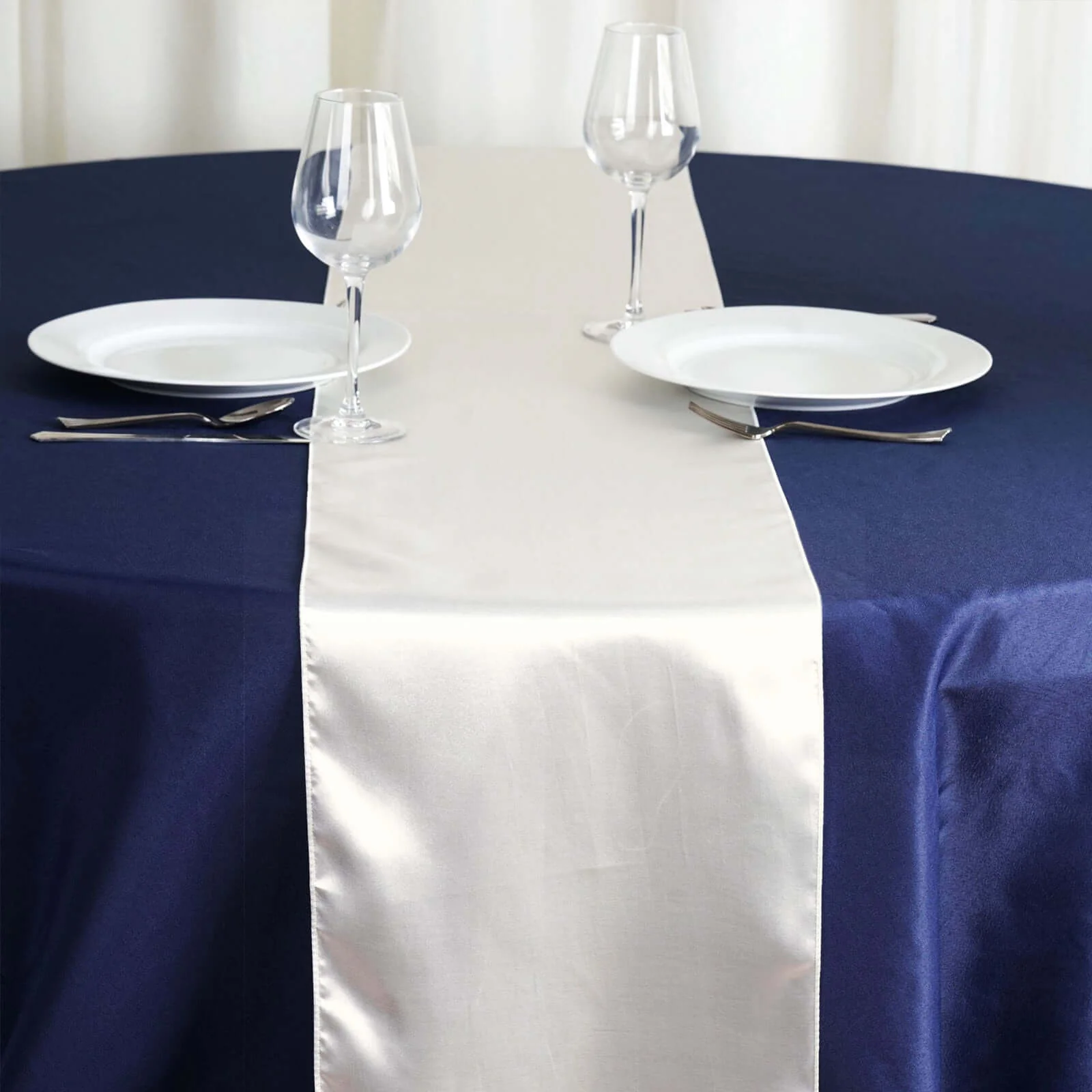 Satin Table Runner 12"x108" Ivory - Stylish Table Linen - Image 2