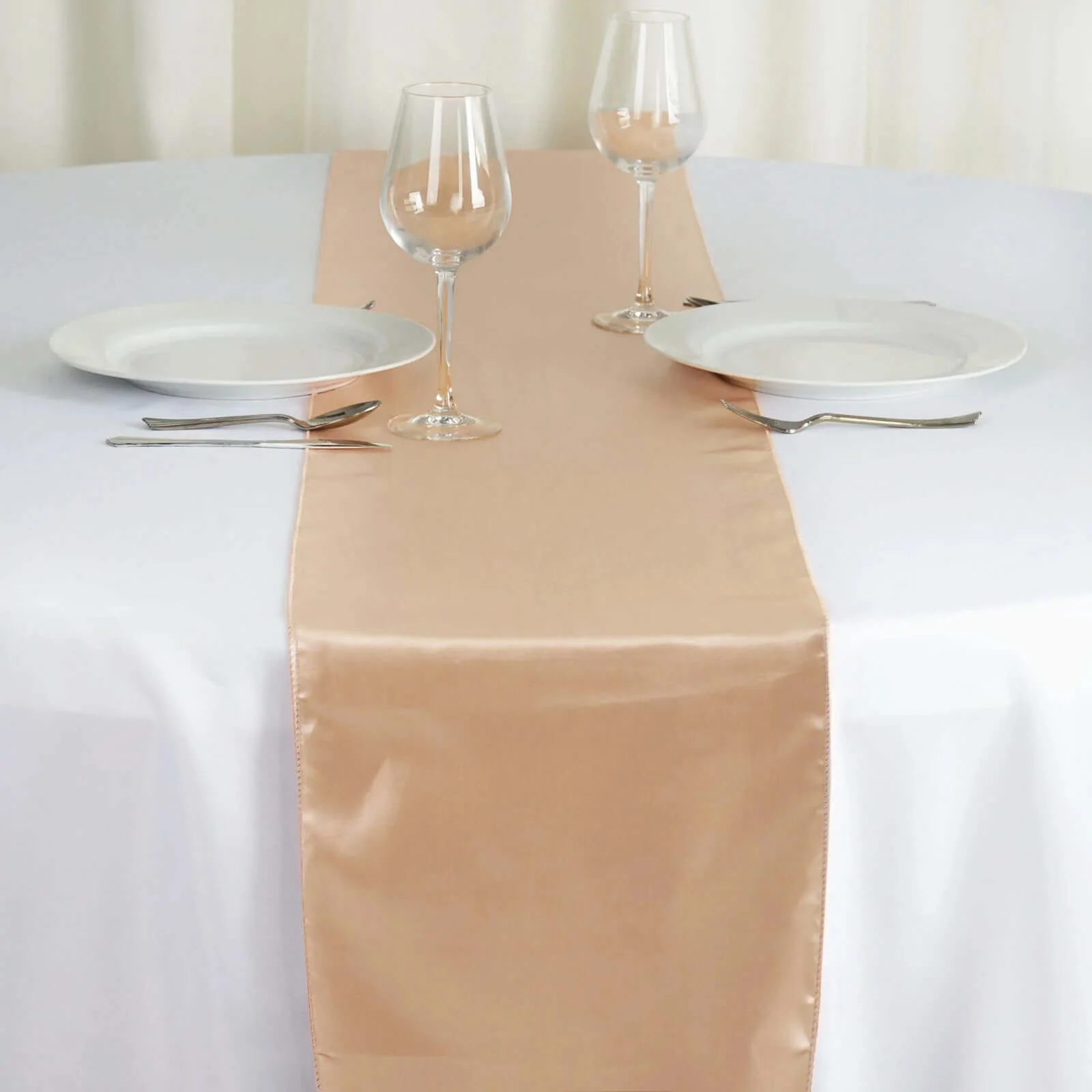 Satin Table Runner 12"x108" Nude - Stylish Table Linen - Image 8