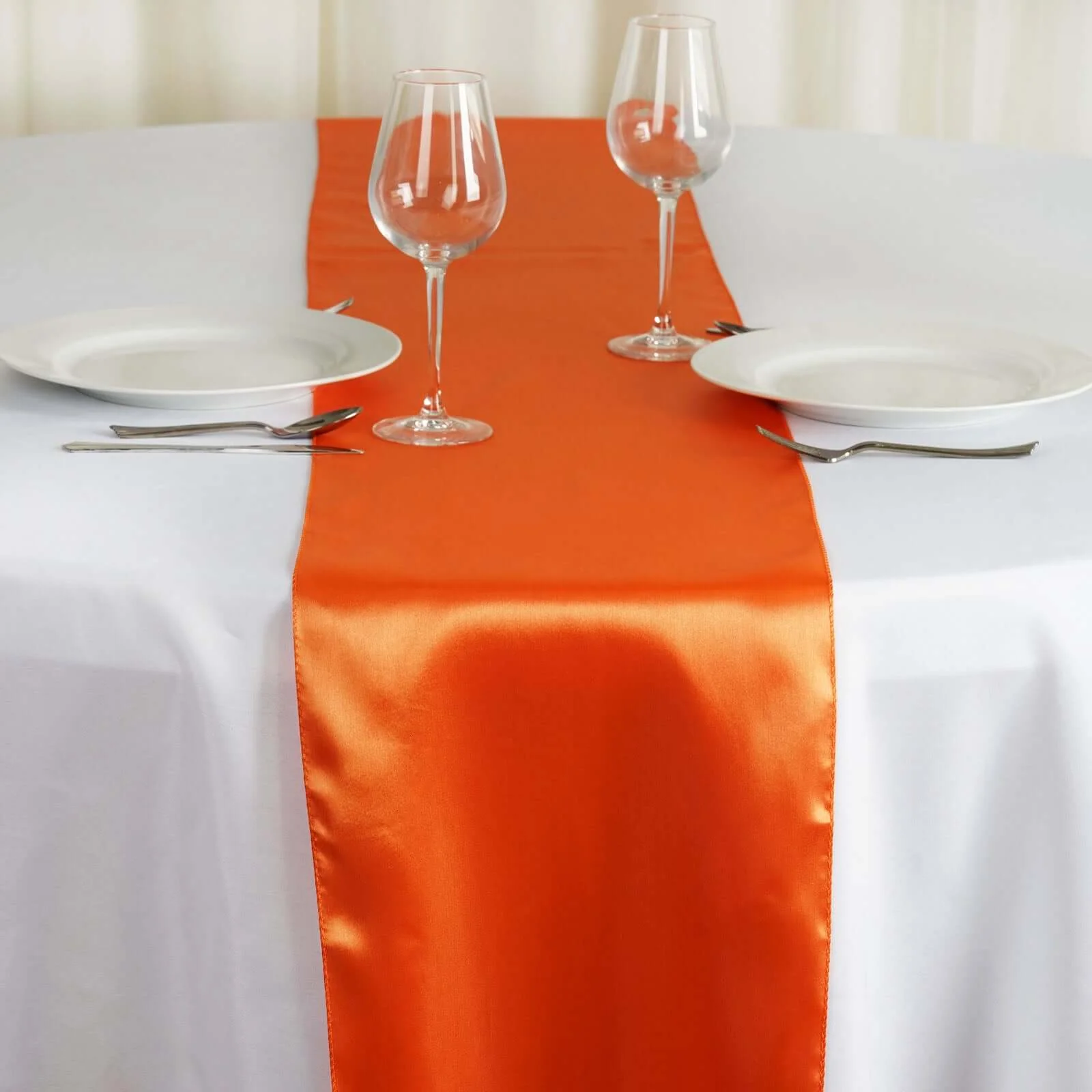 Satin Table Runner 12"x108" Orange - Stylish Table Linen - Image 2