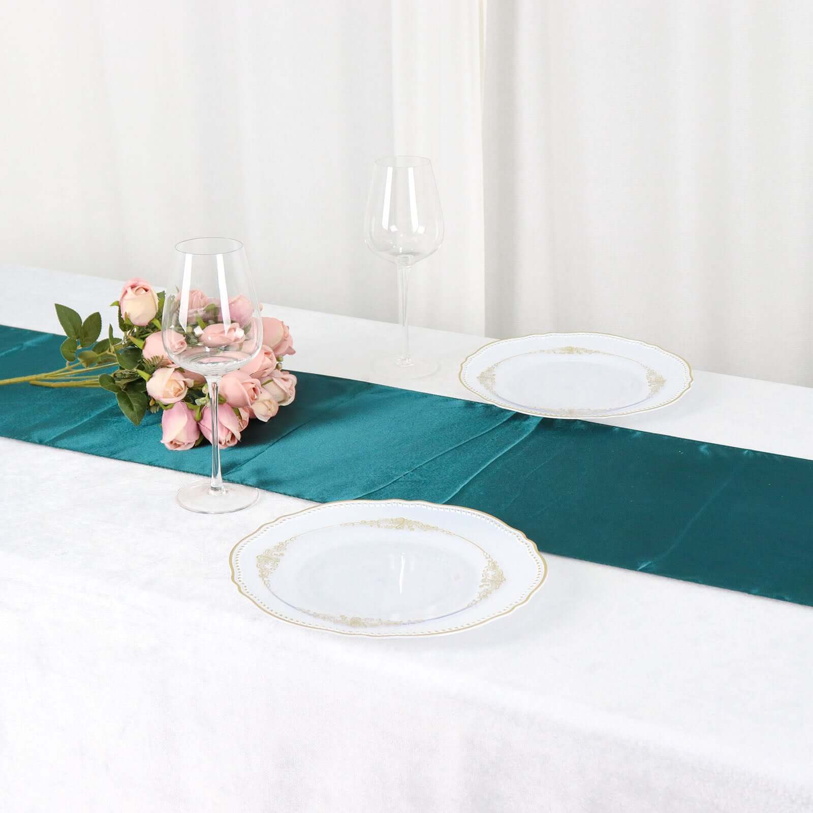 Satin Table Runner 12"x108" Peacock Teal - Stylish Table Linen - Image 7