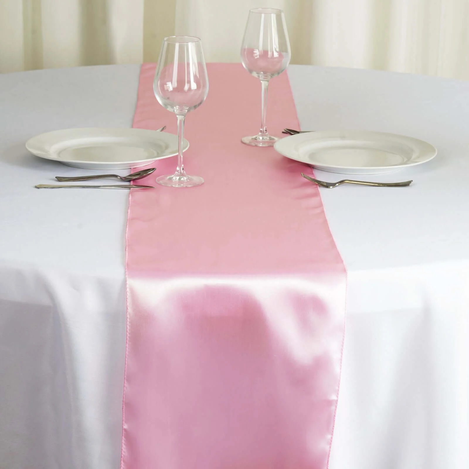 Satin Table Runner 12"x108" Pink - Stylish Table Linen - Image 2