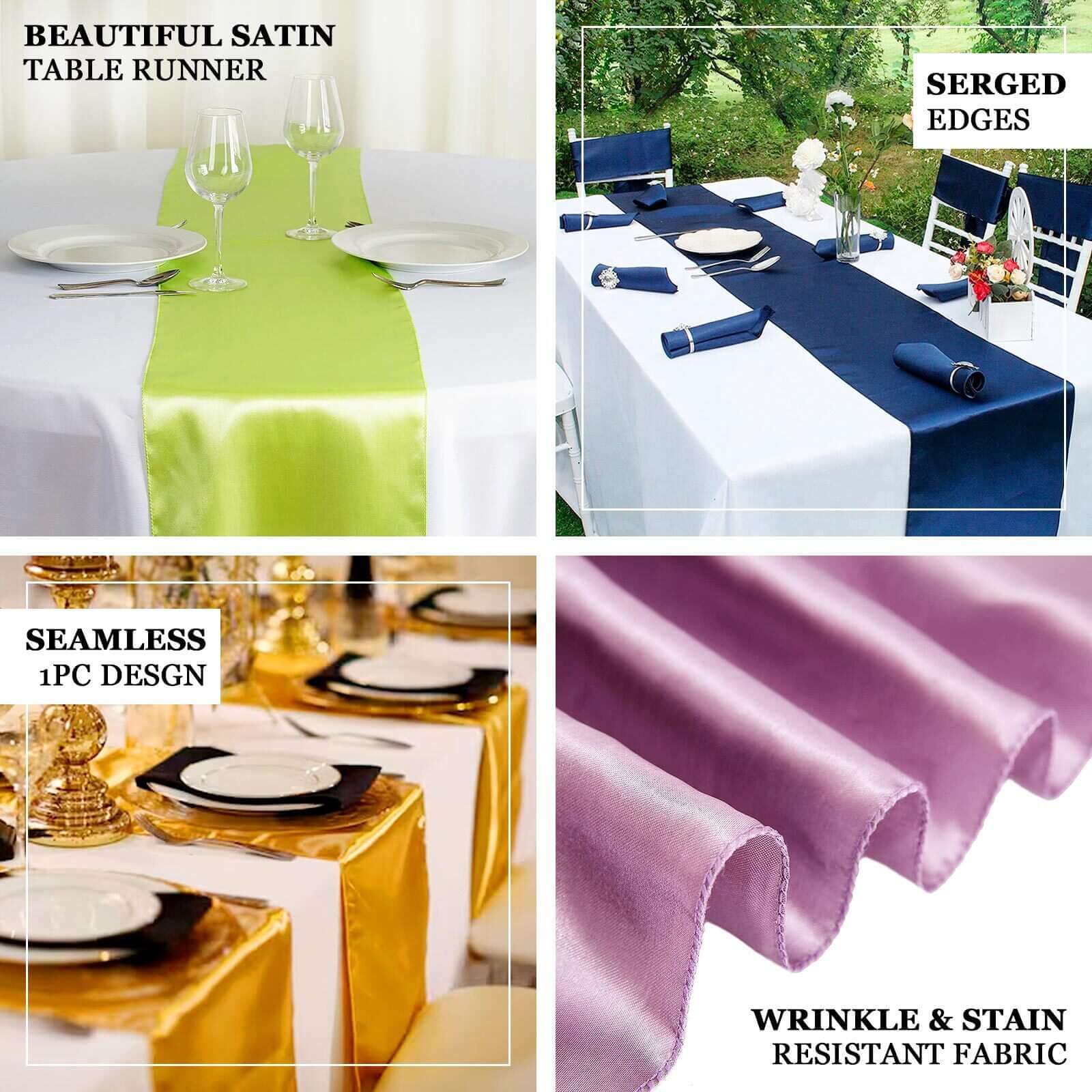 Satin Table Runner 12"x108" Purple - Stylish Table Linen - Image 6