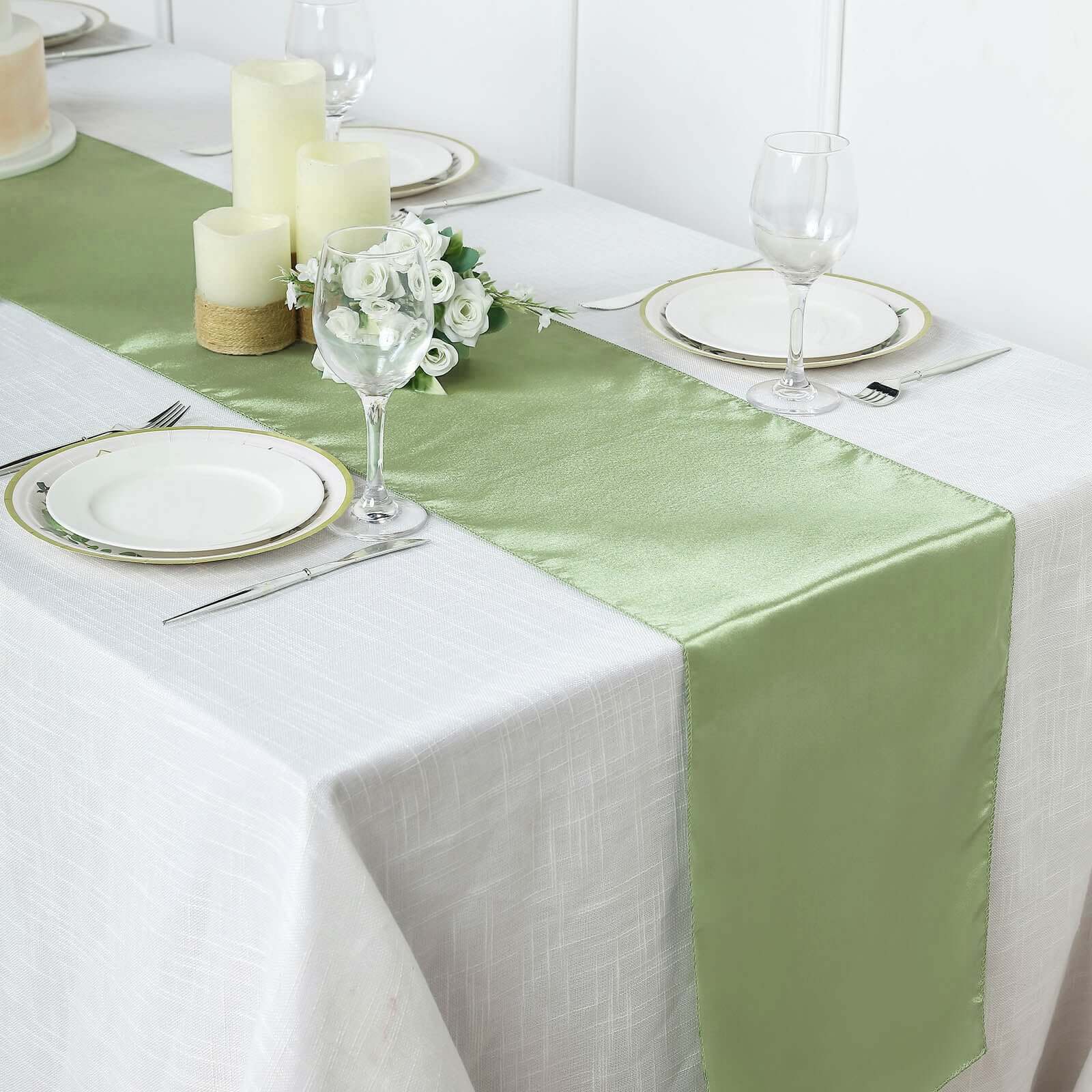 Satin Table Runner 12"x108" Sage Green - Stylish Table Linen - Image 2