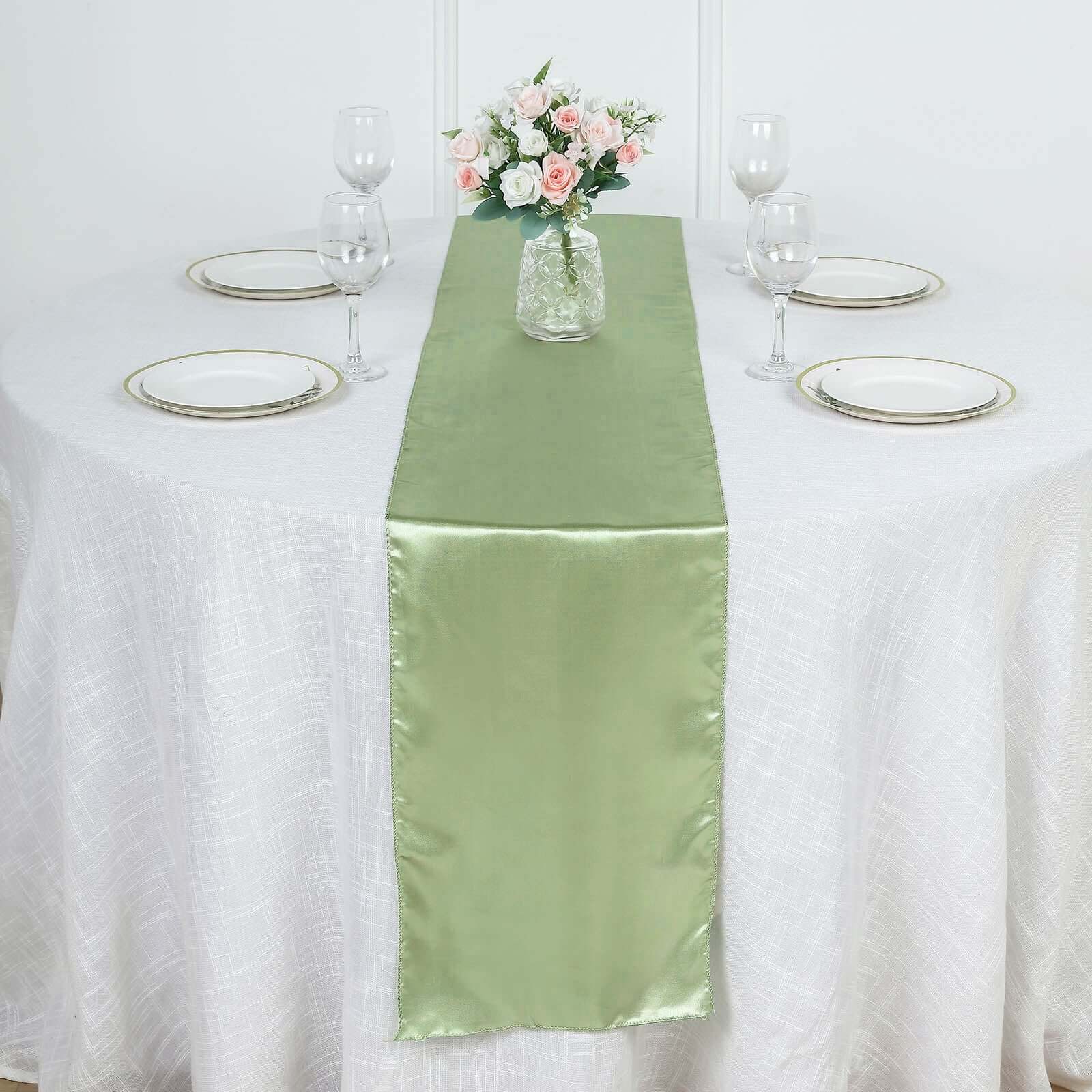 Satin Table Runner 12"x108" Sage Green - Stylish Table Linen - Image 3