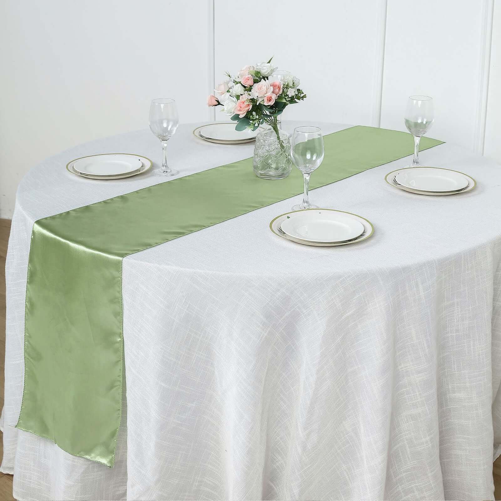 Satin Table Runner 12"x108" Sage Green - Stylish Table Linen - Image 6