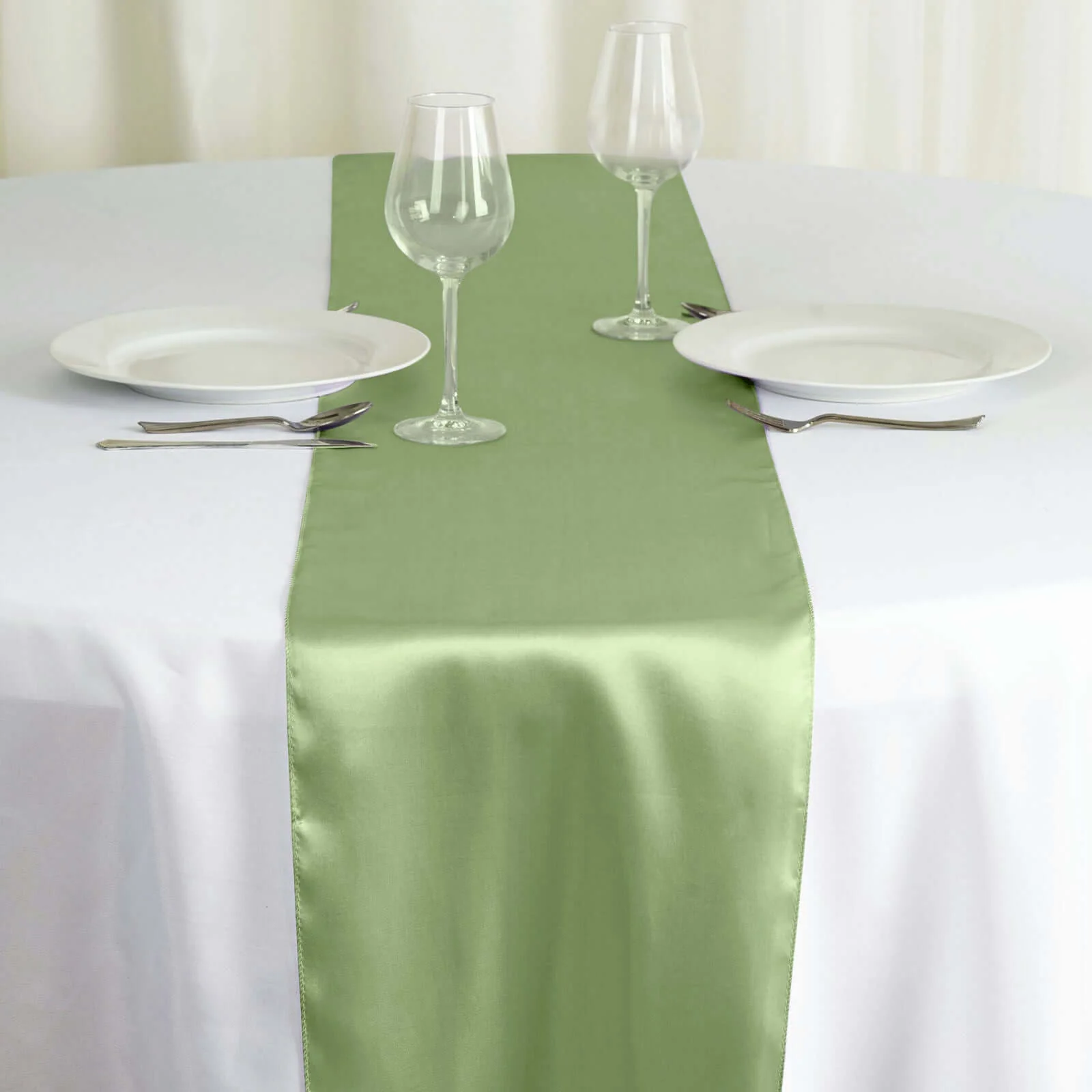 Satin Table Runner 12"x108" Sage Green - Stylish Table Linen - Image 8