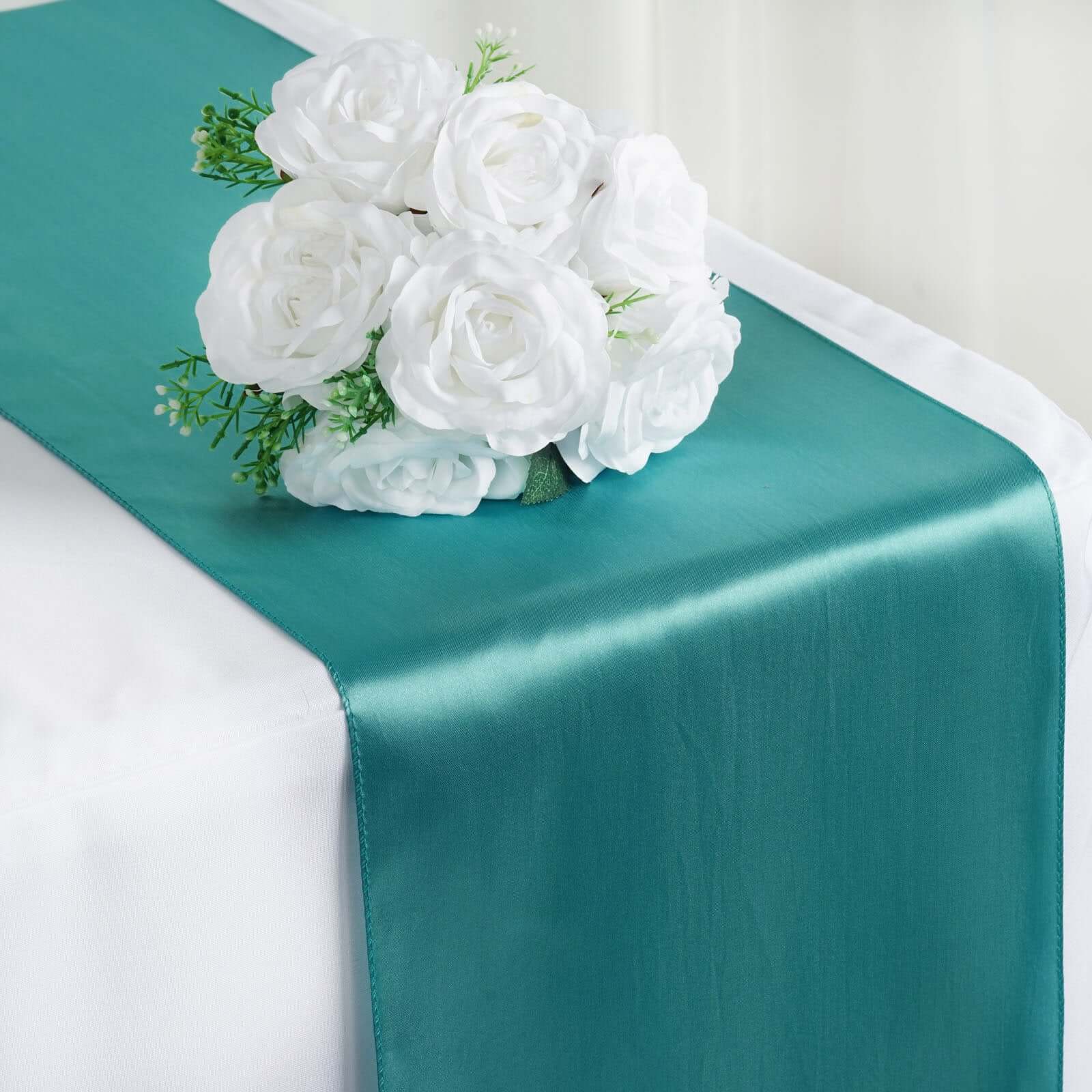 Satin Table Runner 12"x108" Turquoise - Stylish Table Linen - Image 5