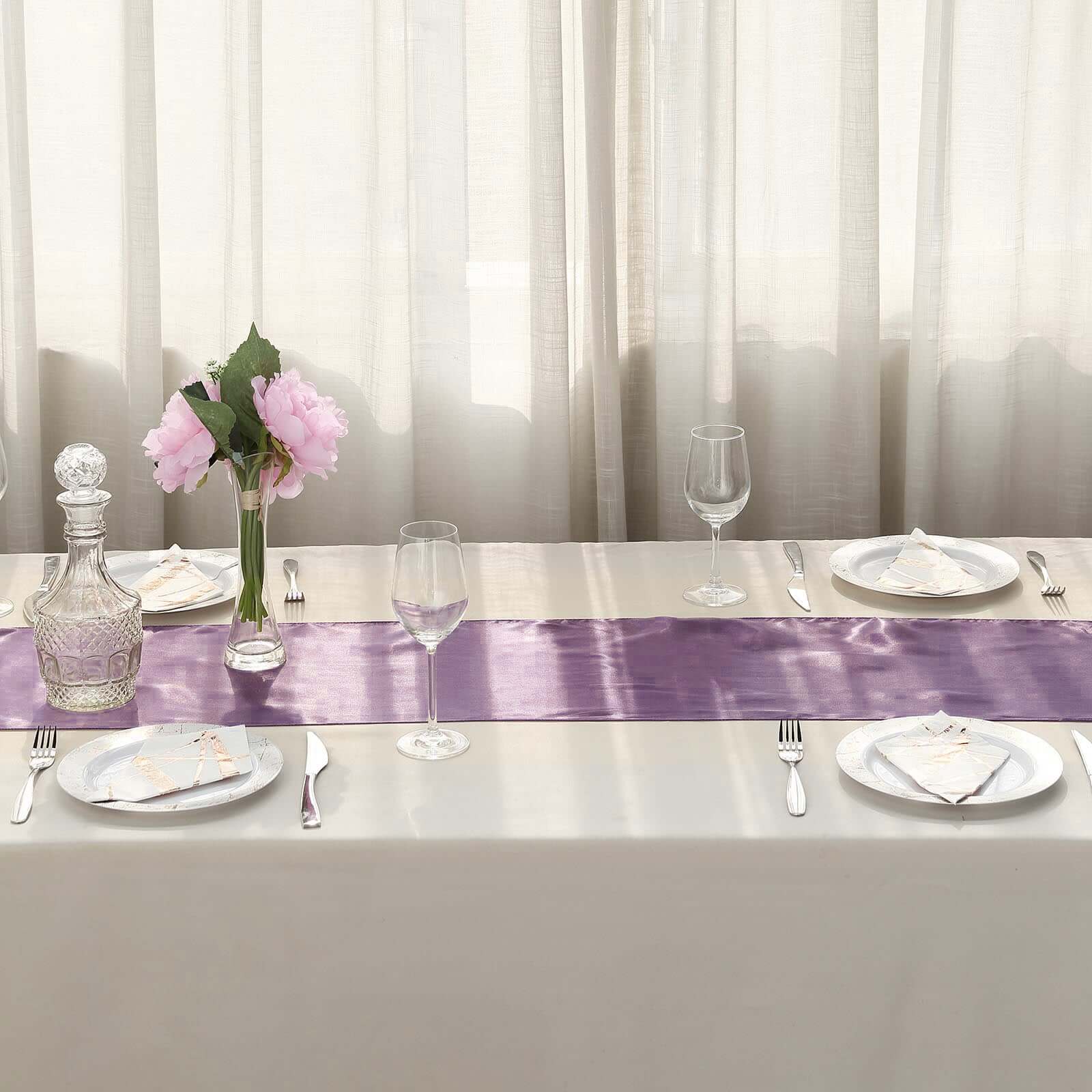Satin Table Runner 12"x108" Violet Amethyst - Stylish Table Linen - Image 5