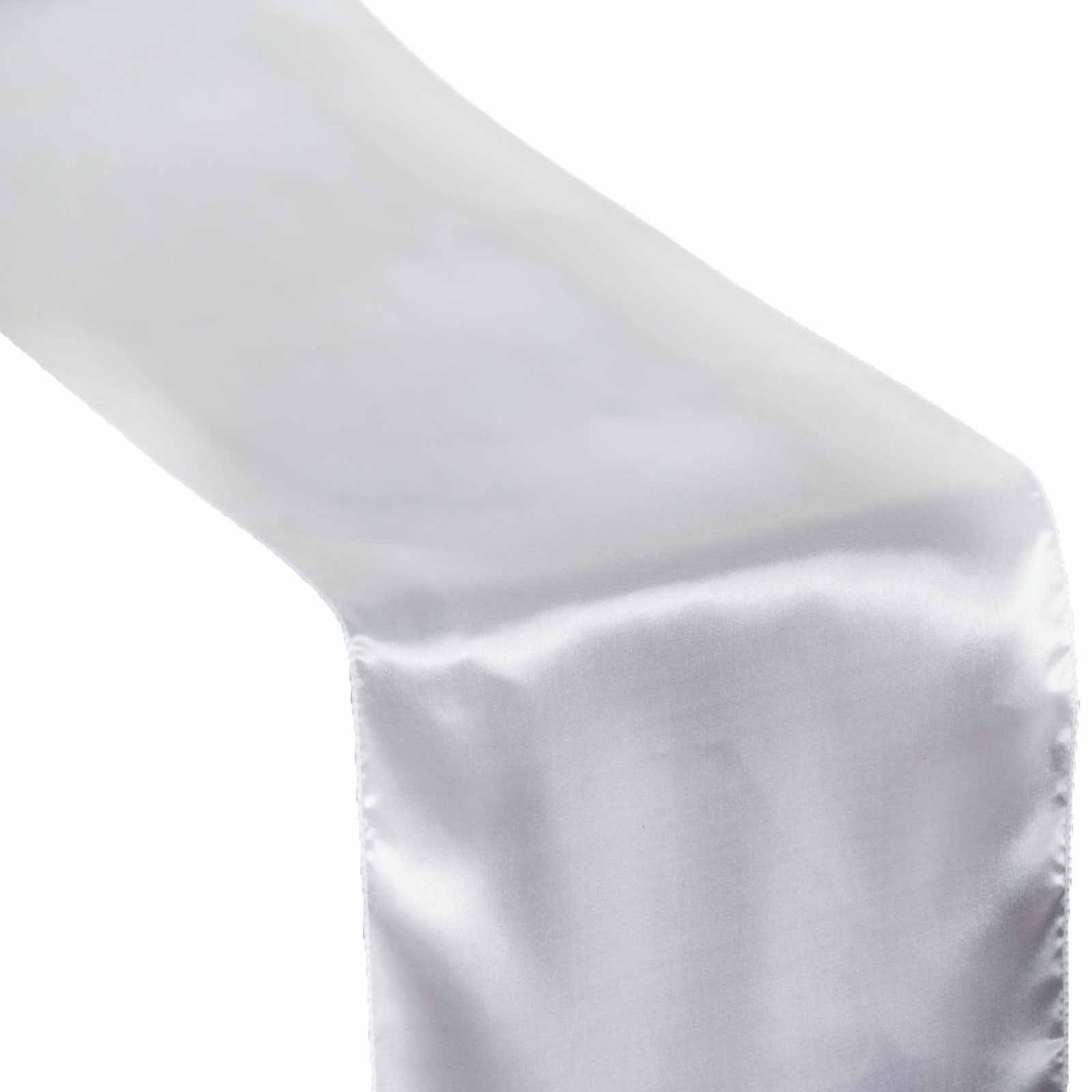 Satin Table Runner 12"x108" White - Stylish Table Decor for Weddings & Events - Image 6