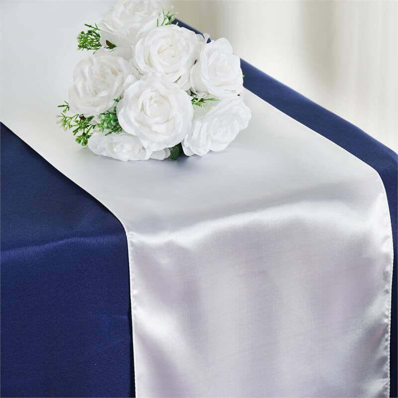 Satin Table Runner 12"x108" White - Stylish Table Decor for Weddings & Events - Image 7