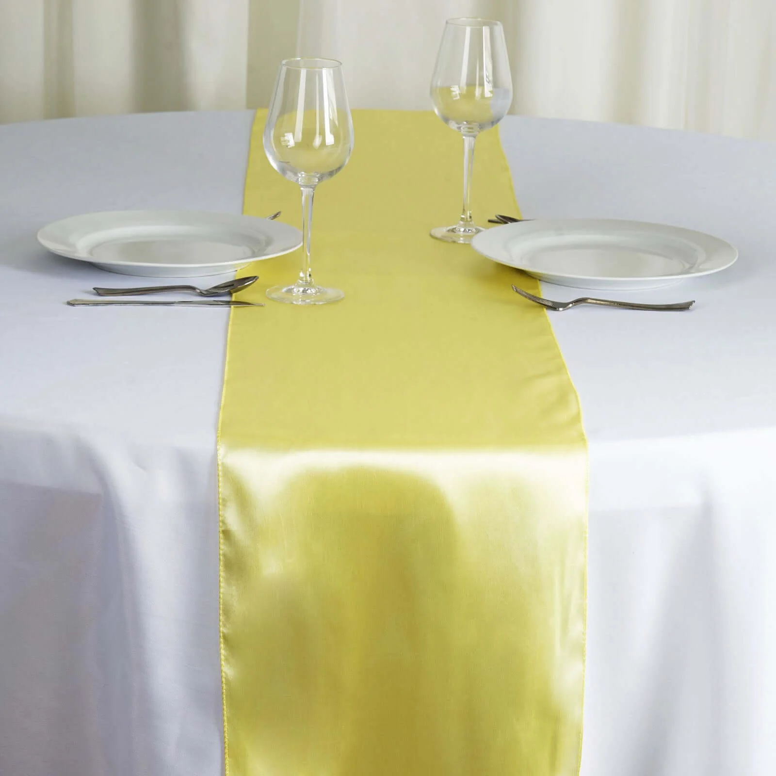 Satin Table Runner 12"x108" Yellow - Stylish Table Linen - Image 3