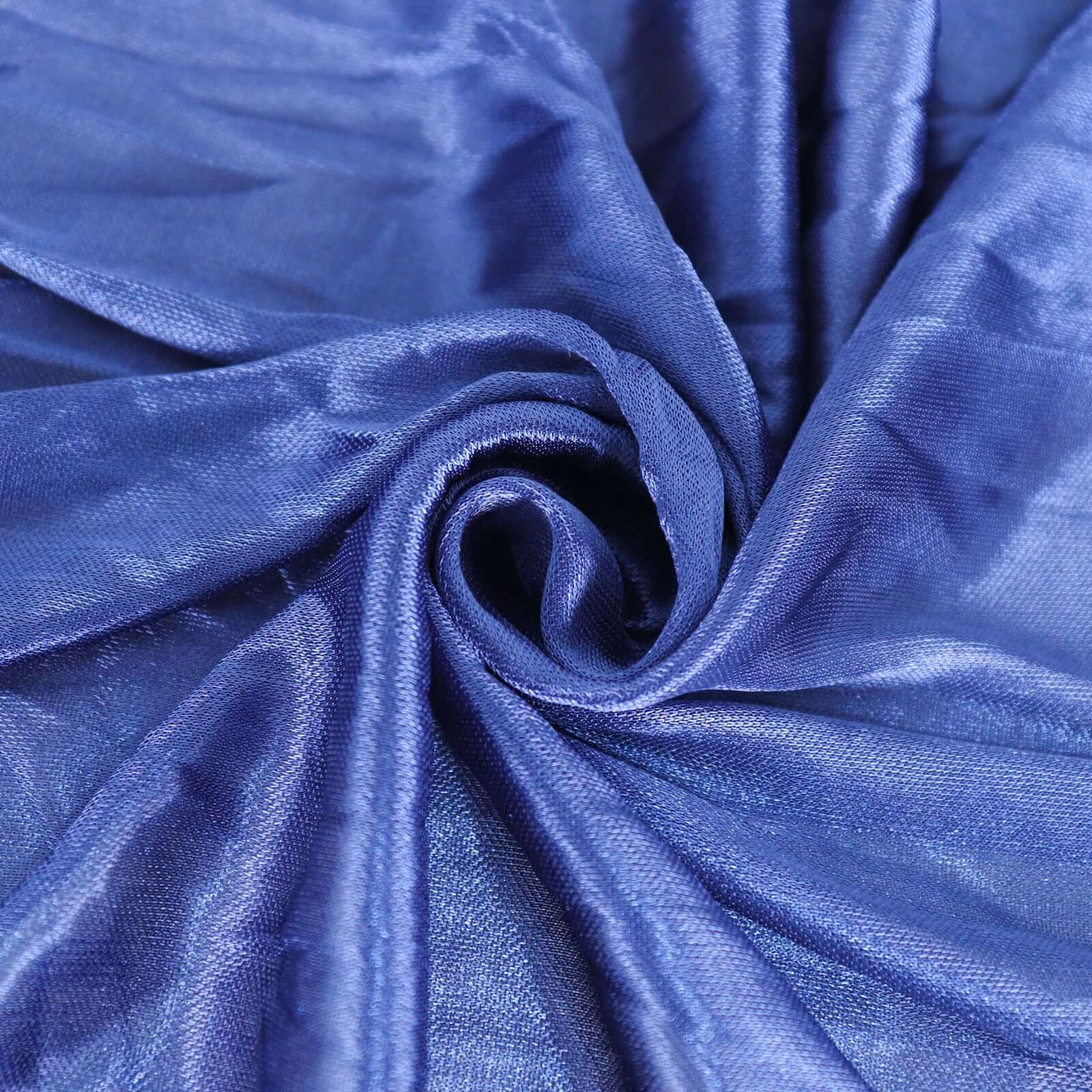 Satin Table Skirt 14ft Navy Blue - Pleated Double Drape Table Cover - Image 8