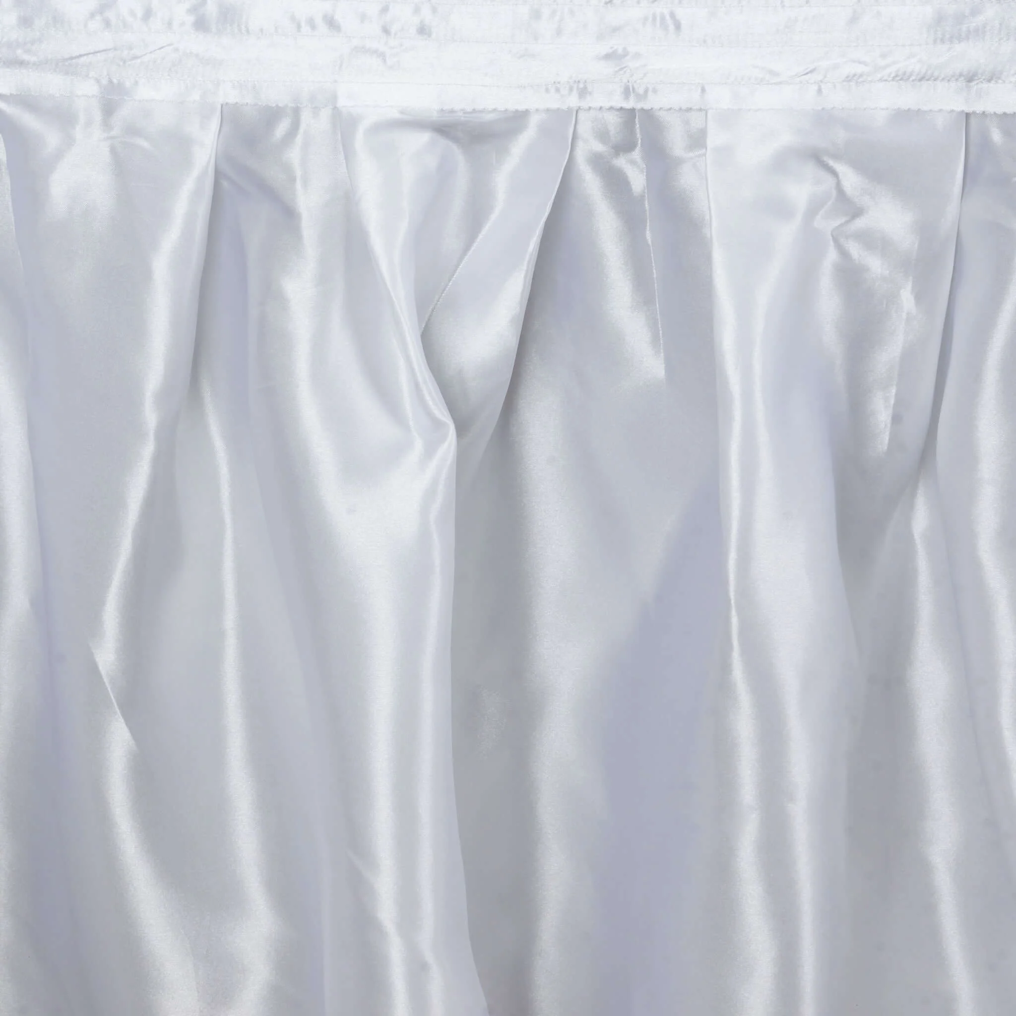 Satin Table Skirt 14ft White - Classy Pleated Wedding Table Decor - Image 2