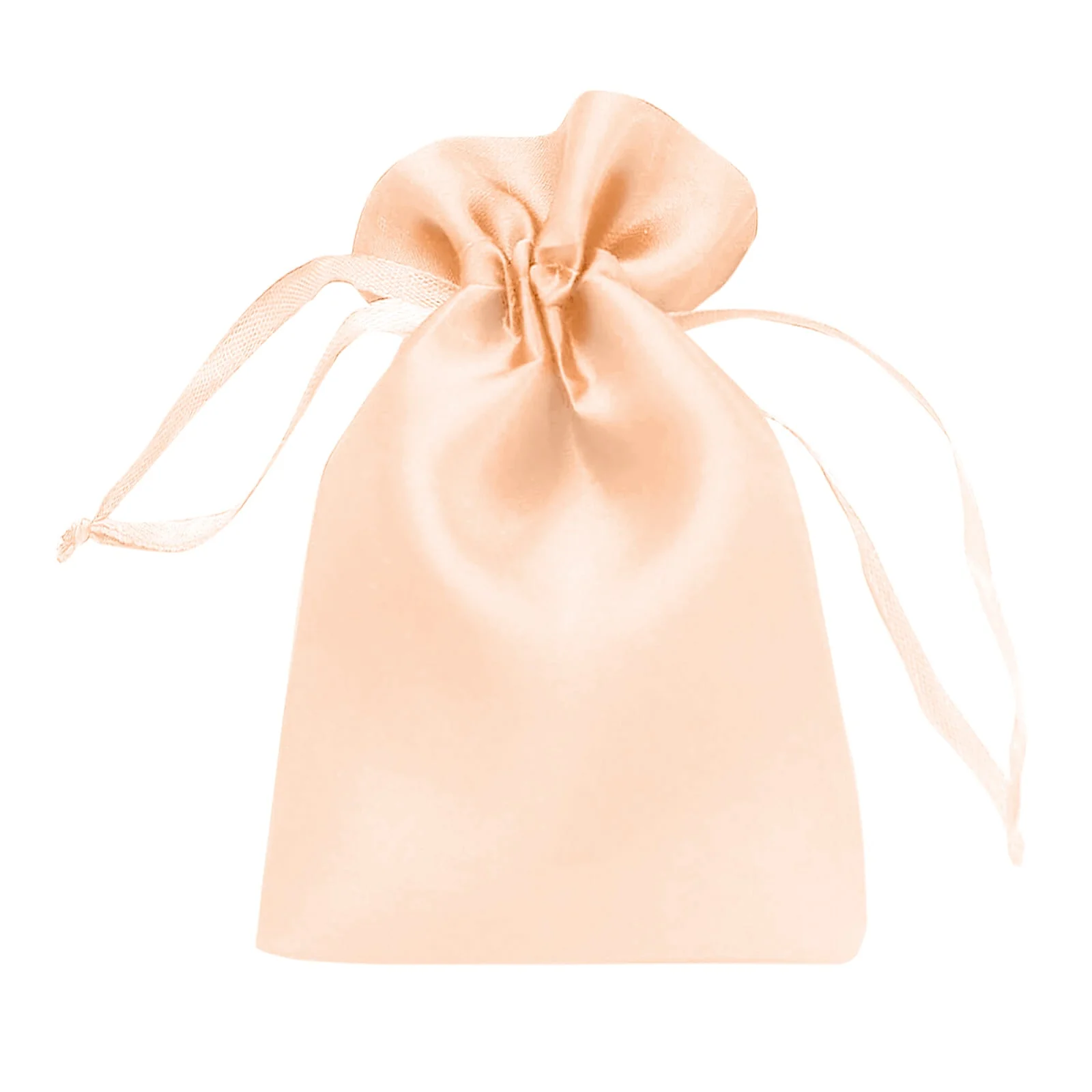 60 Pack Peach Satin Wedding Party Favor Bags, Drawstring Pouch Gift Bags 4"x6" - Image 2
