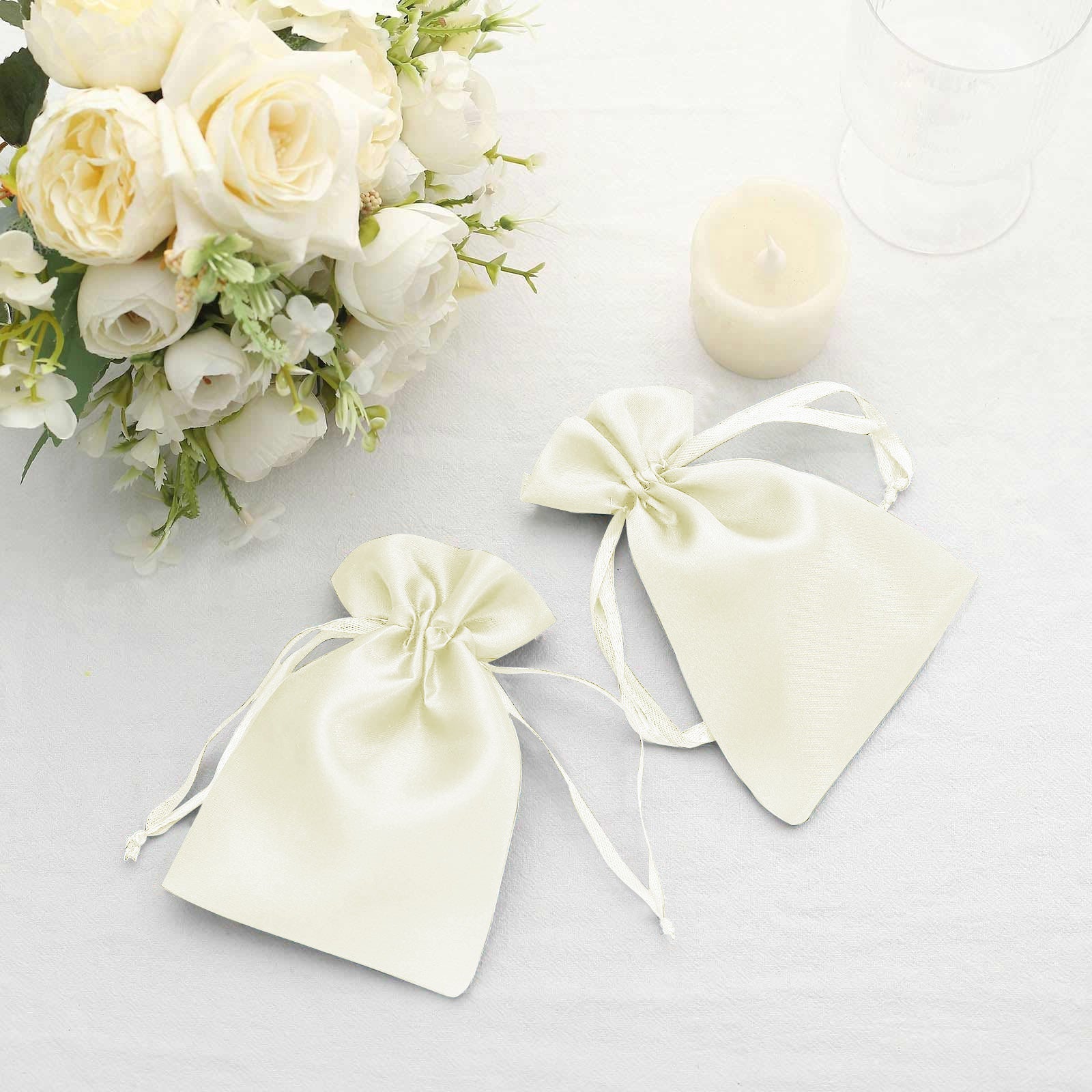 60 Pack Yellow Satin Wedding Party Favor Bags, Drawstring Pouch Gift Bags 4"x6" - Image 7