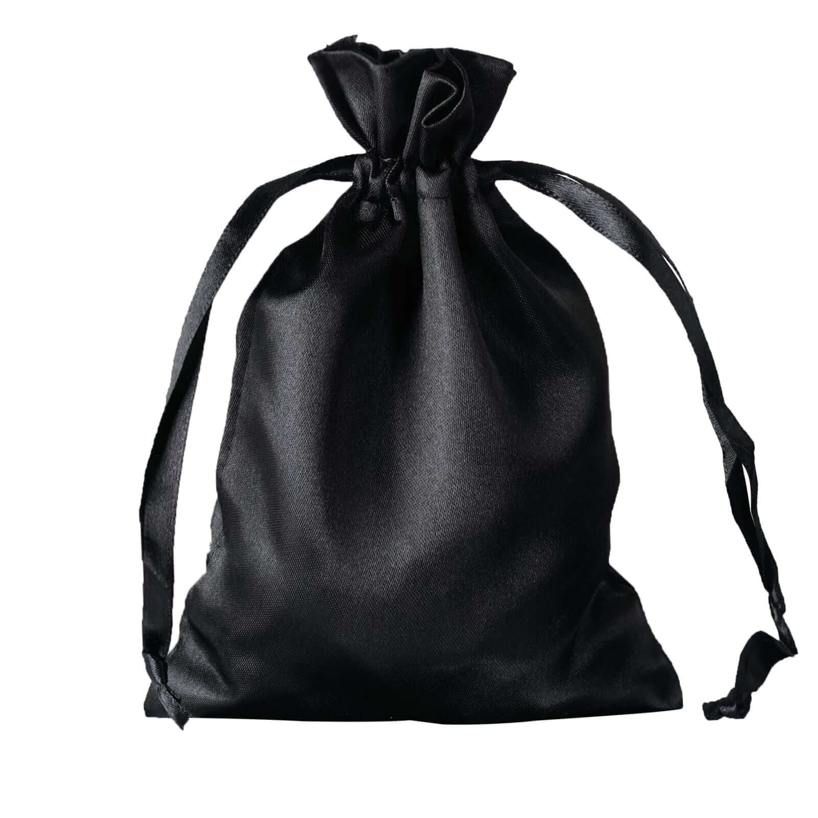 60 Pack Black Satin Drawstring Wedding Party Favor Gift Bags 5"x7" - Image 2