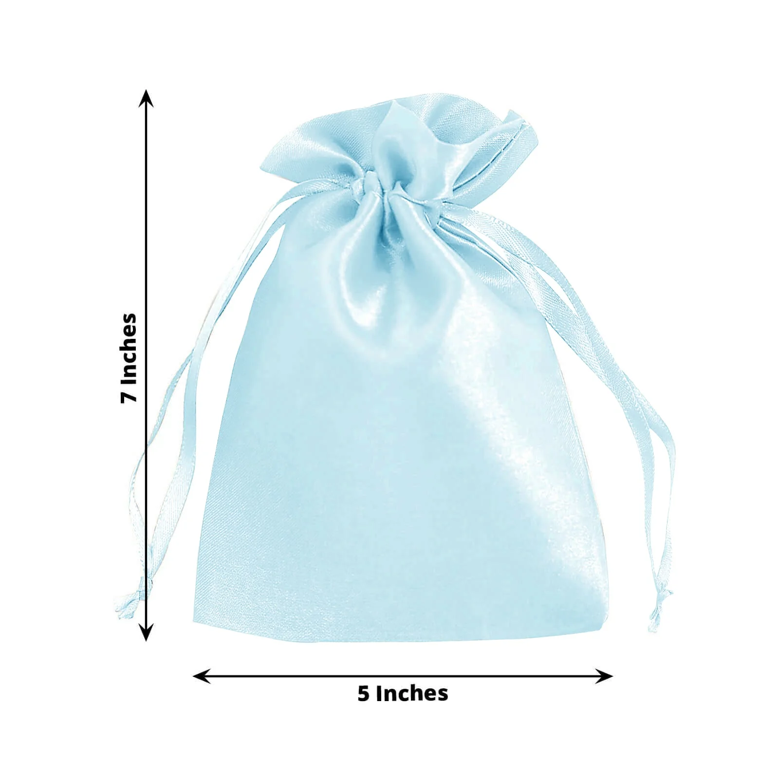 60 Pack Light Blue Satin Drawstring Wedding Party Favor Gift Bags 5"x7" - Image 2