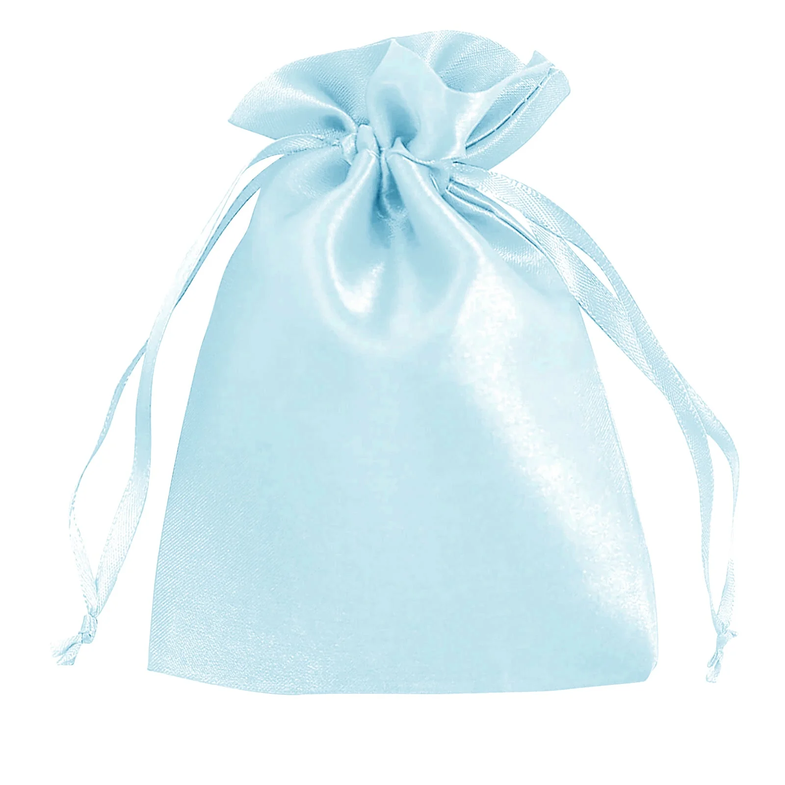 60 Pack Light Blue Satin Drawstring Wedding Party Favor Gift Bags 5"x7" - Image 6