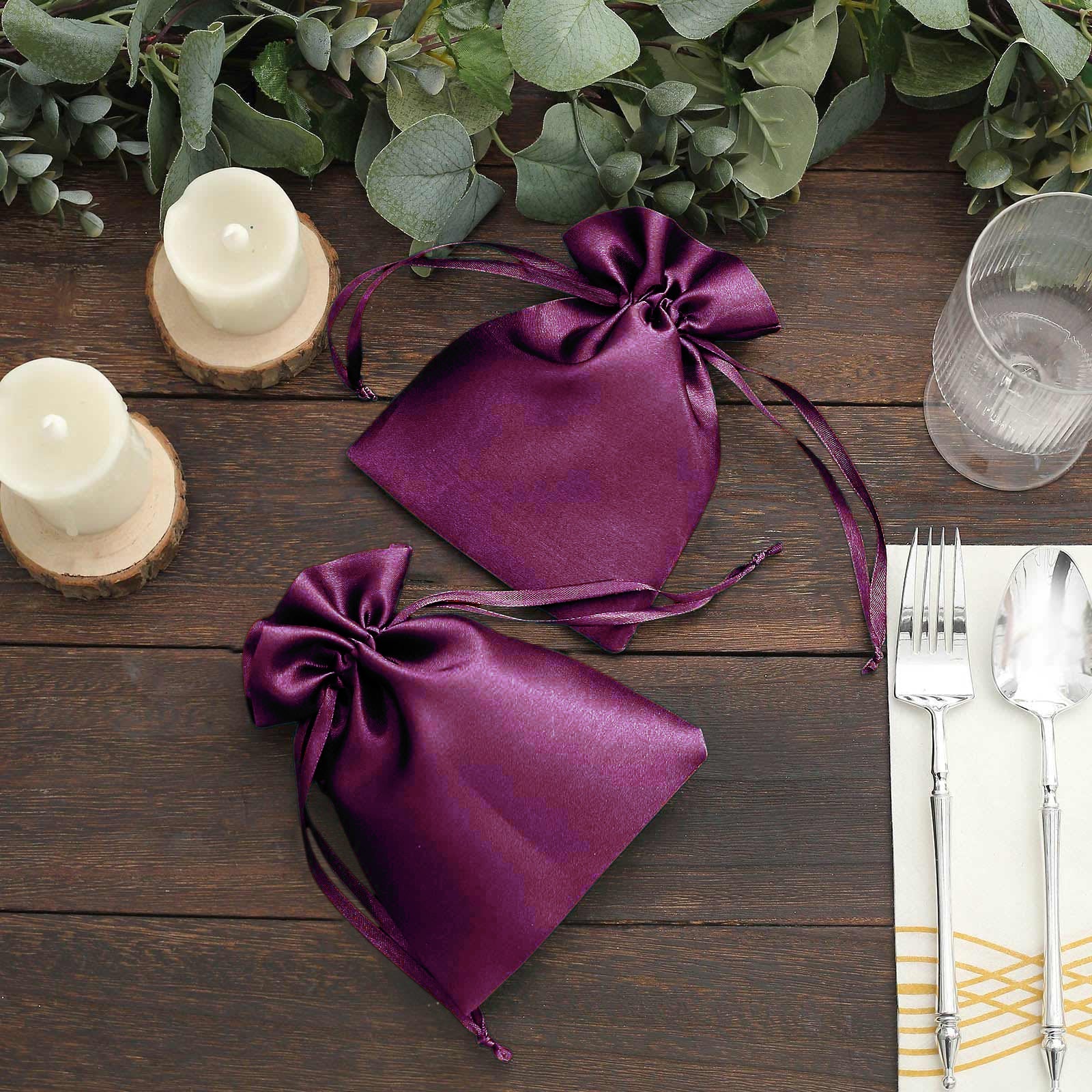 60 Pack Eggplant Satin Drawstring Wedding Party Favor Gift Bags 5"x7" - Image 7
