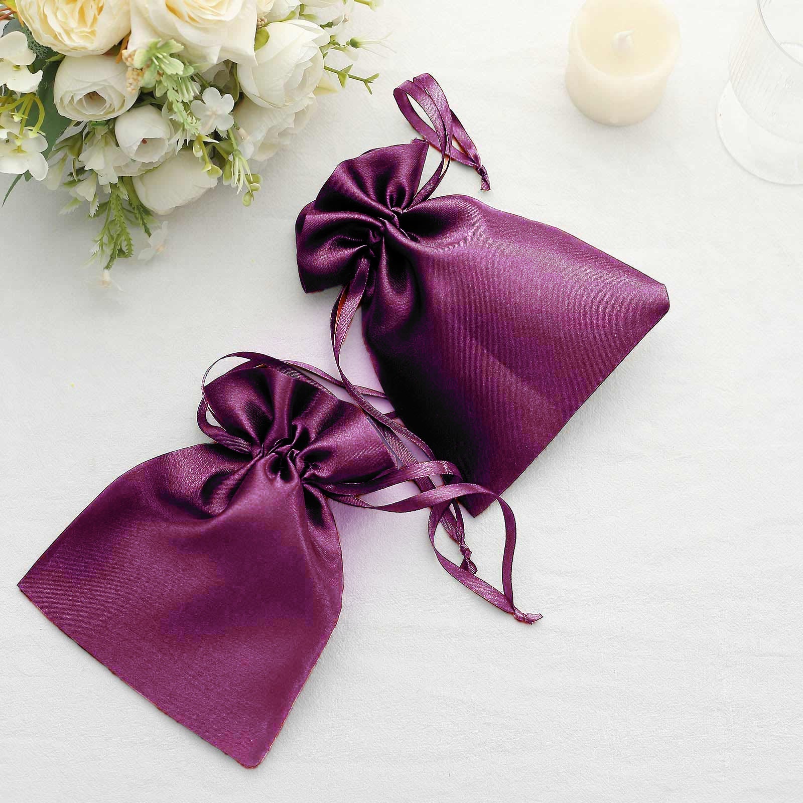 60 Pack Eggplant Satin Drawstring Wedding Party Favor Gift Bags 5"x7" - Image 8