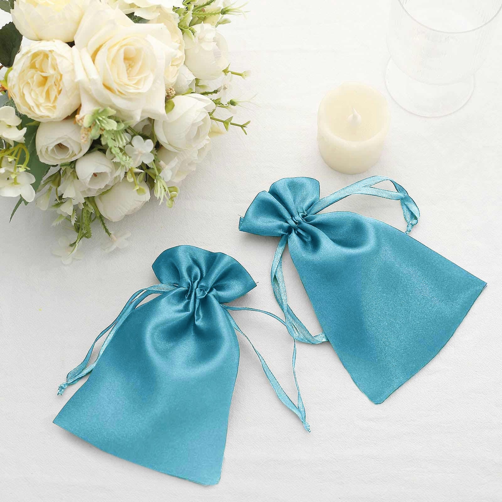 60 Pack Turquoise Satin Drawstring Wedding Party Favor Gift Bags 5"x7" - Image 8