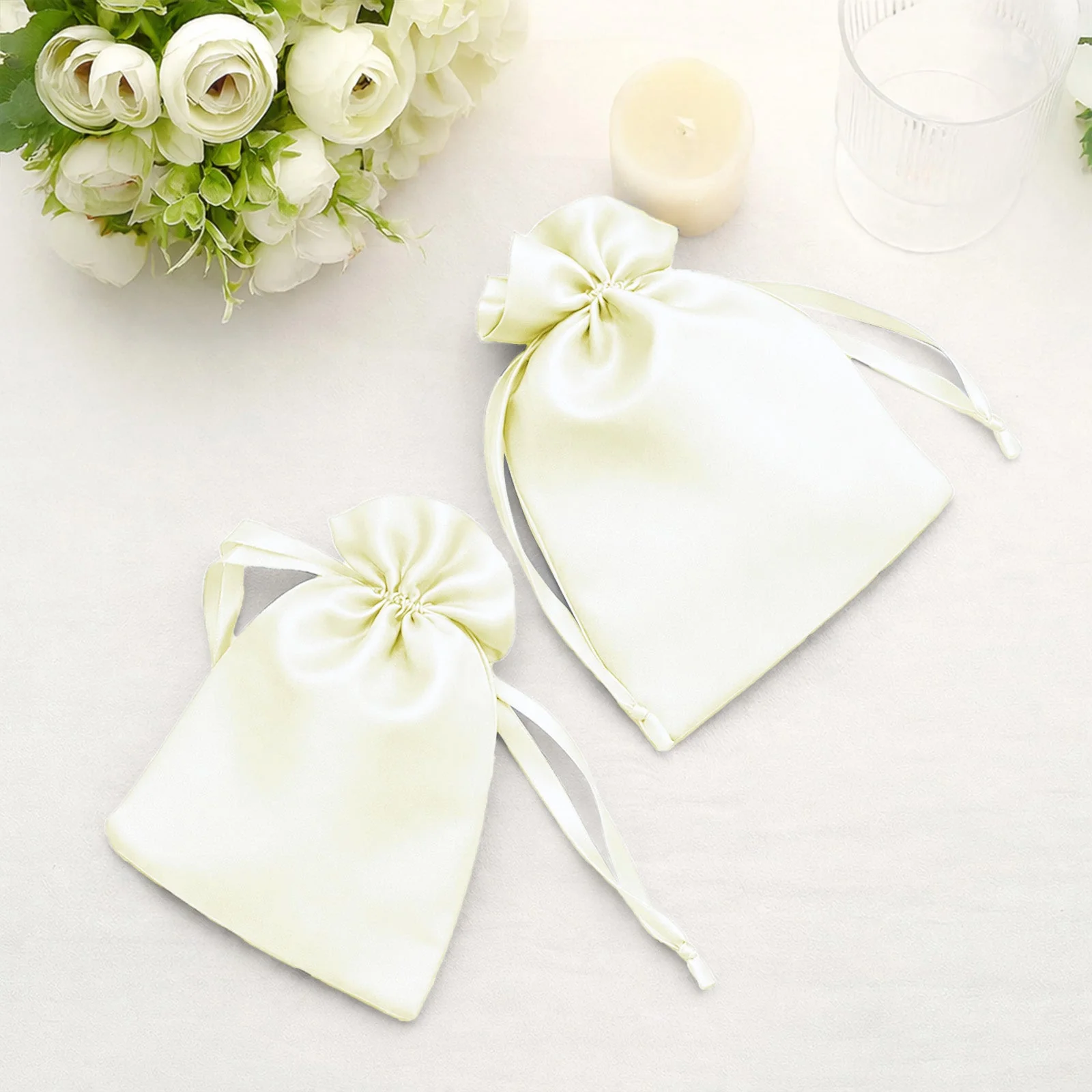 60 Pack Yellow Satin Drawstring Wedding Party Favor Gift Bags 5"x7" - Image 8