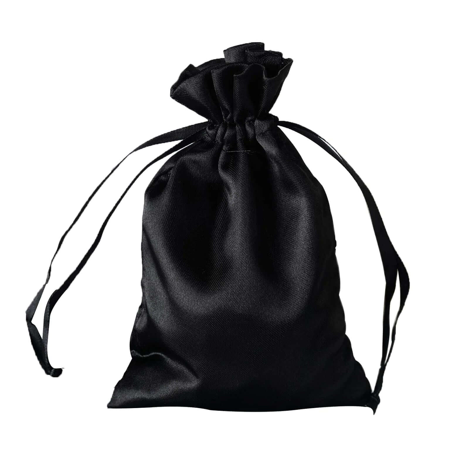 60 Pack Black Satin Wedding Party Favor Bags, Drawstring Pouch Gift Bags 4"x6" - Image 2