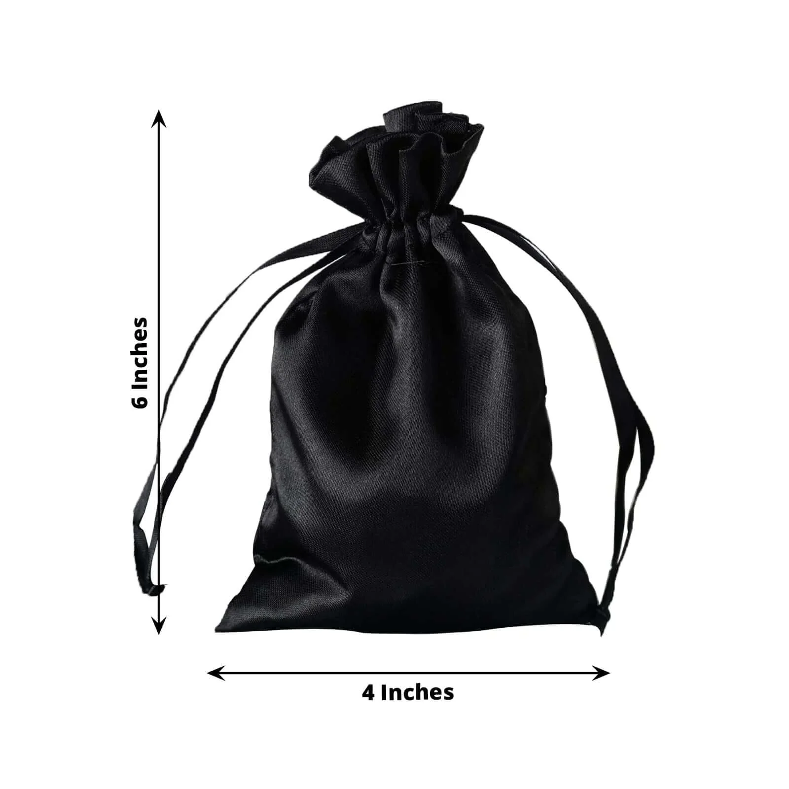 60 Pack Black Satin Wedding Party Favor Bags, Drawstring Pouch Gift Bags 4"x6" - Image 3
