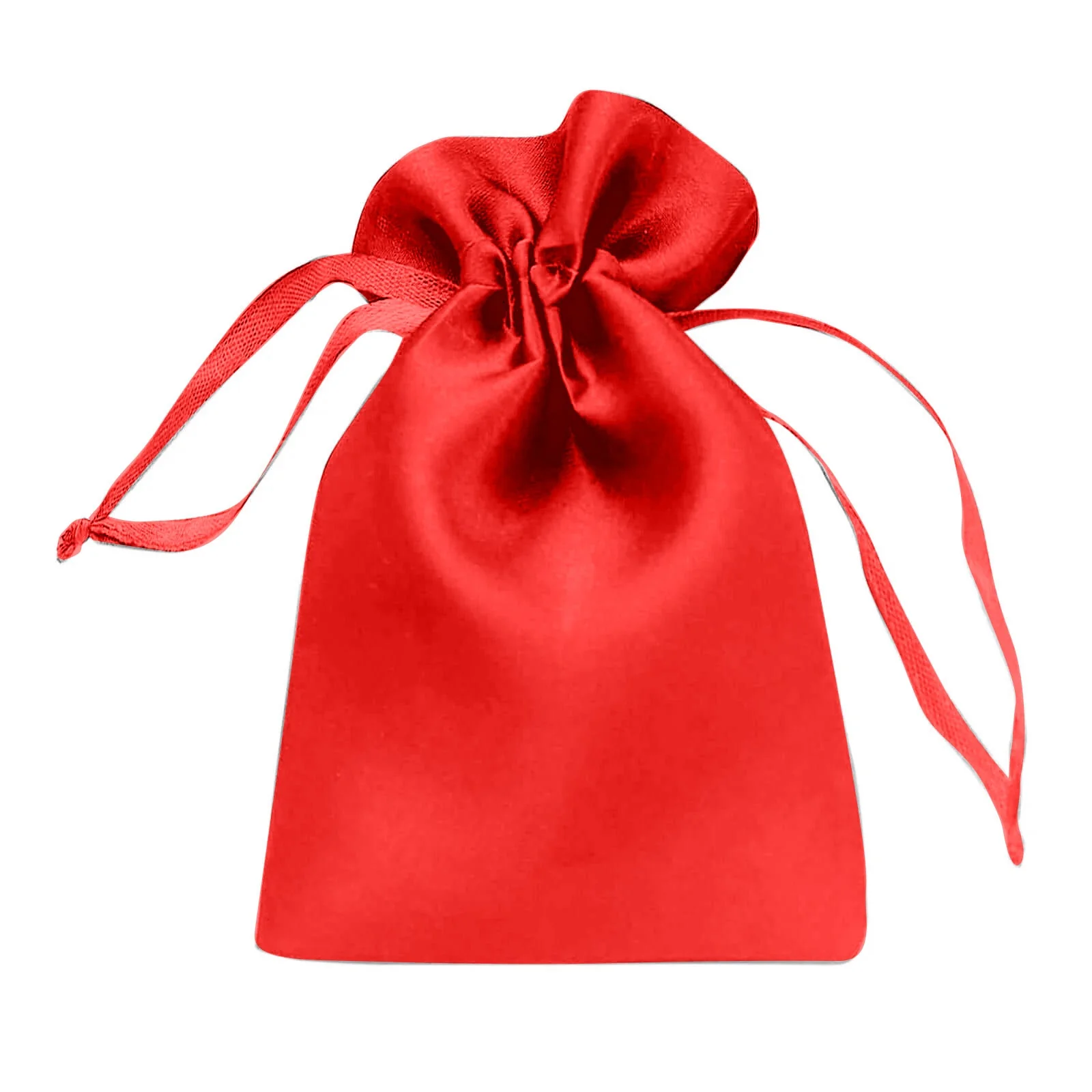 60 Pack Red Satin Wedding Party Favor Bags, Drawstring Pouch Gift Bags 4"x6" - Image 2
