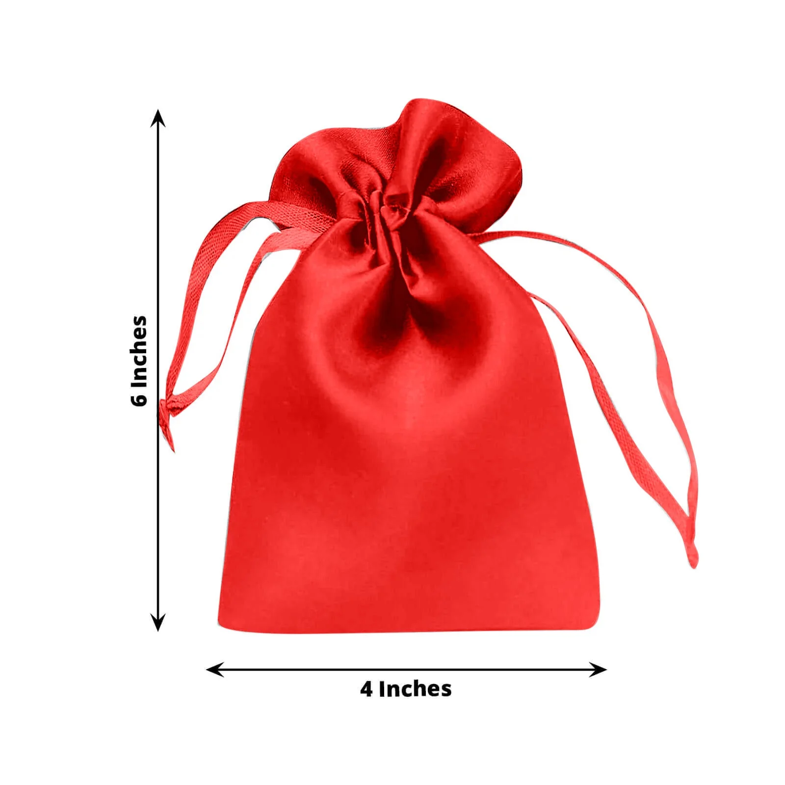 60 Pack Red Satin Wedding Party Favor Bags, Drawstring Pouch Gift Bags 4"x6" - Image 3