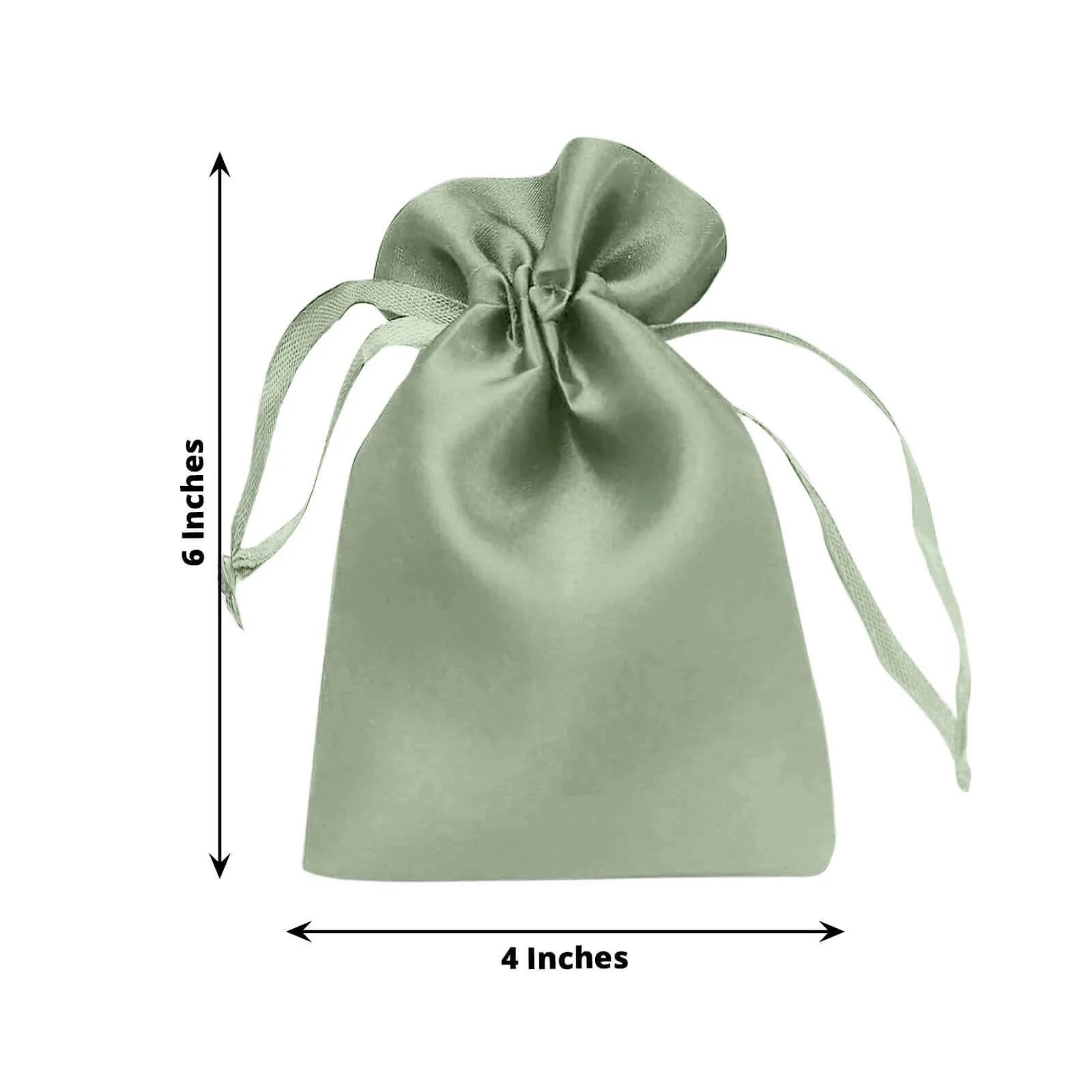 60 Pack Sage Green Satin Wedding Party Favor Bags, Drawstring Pouch Gift Bags 4"x6" - Image 3