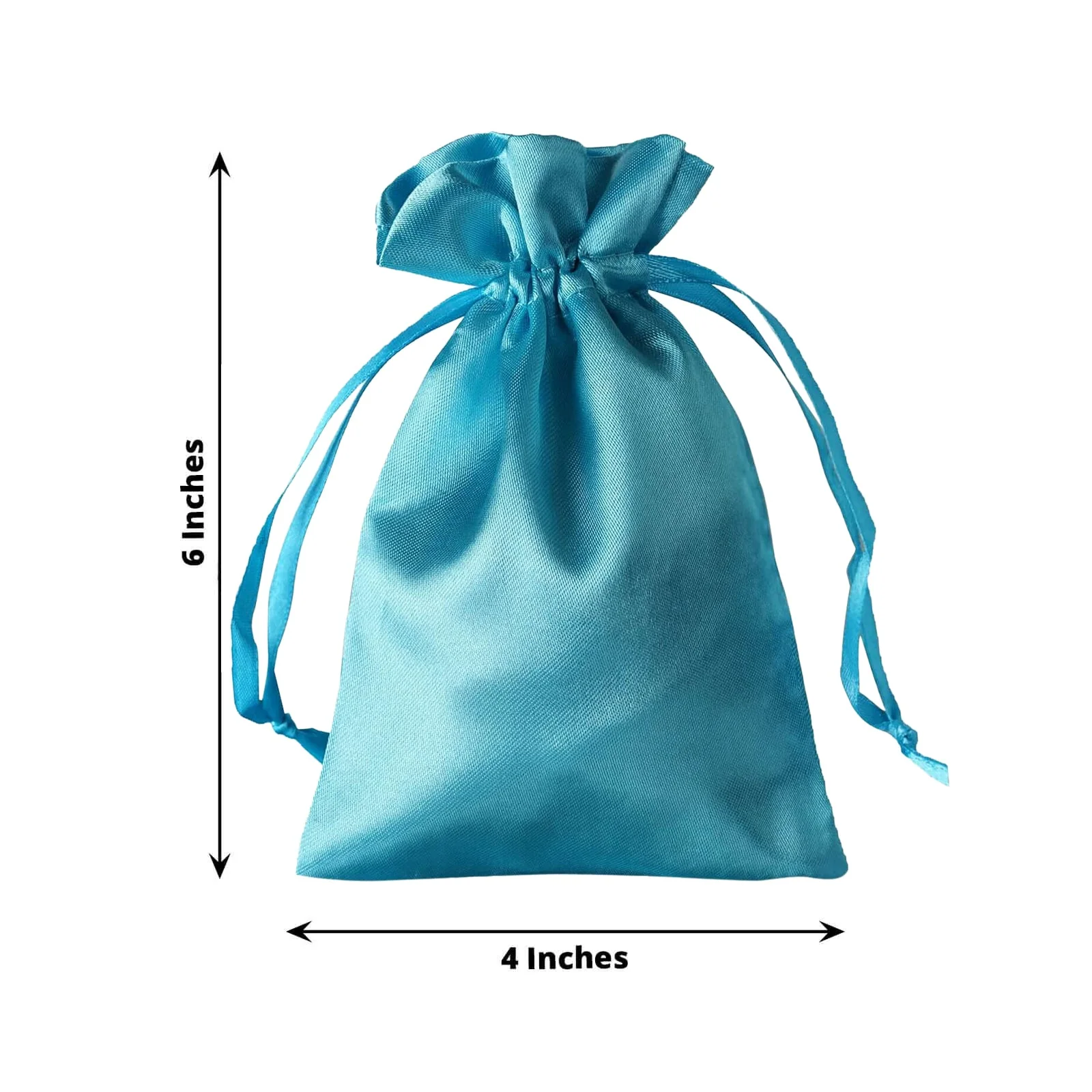 60 Pack Turquoise Satin Wedding Party Favor Bags, Drawstring Pouch Gift Bags 4"x6" - Image 3