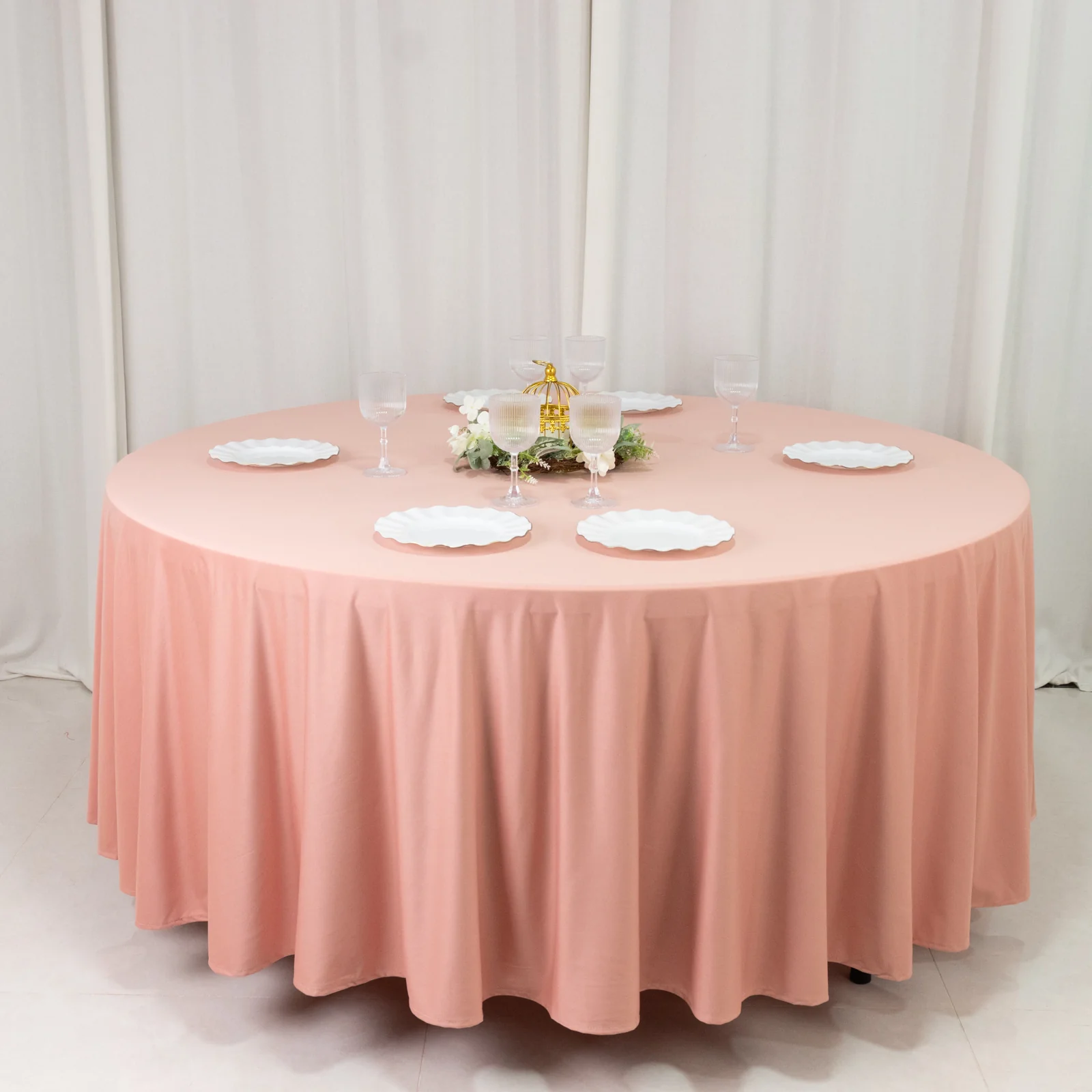 Scuba Round Tablecloth 108" Dusty Rose - Wrinkle Free Table Cover