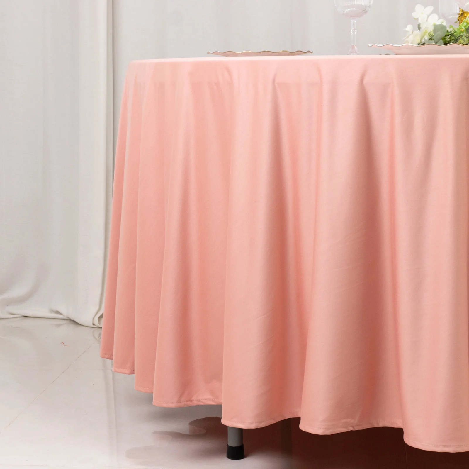 Scuba Round Tablecloth 108" Dusty Rose - Wrinkle Free Table Cover - Image 2