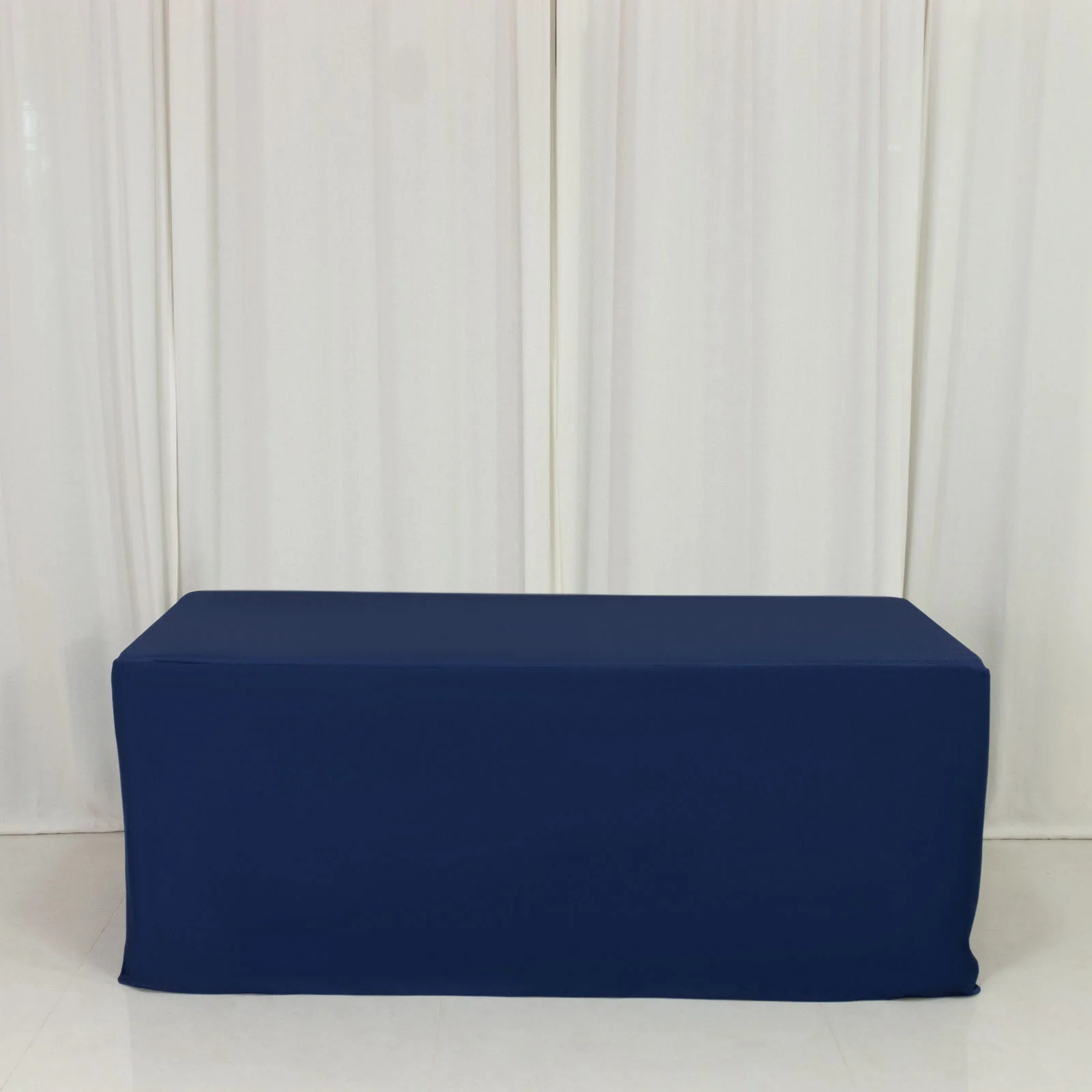 Scuba Rectangular Fitted Tablecloth 6ft Navy Blue – Wrinkle-Free, Stain Resistant