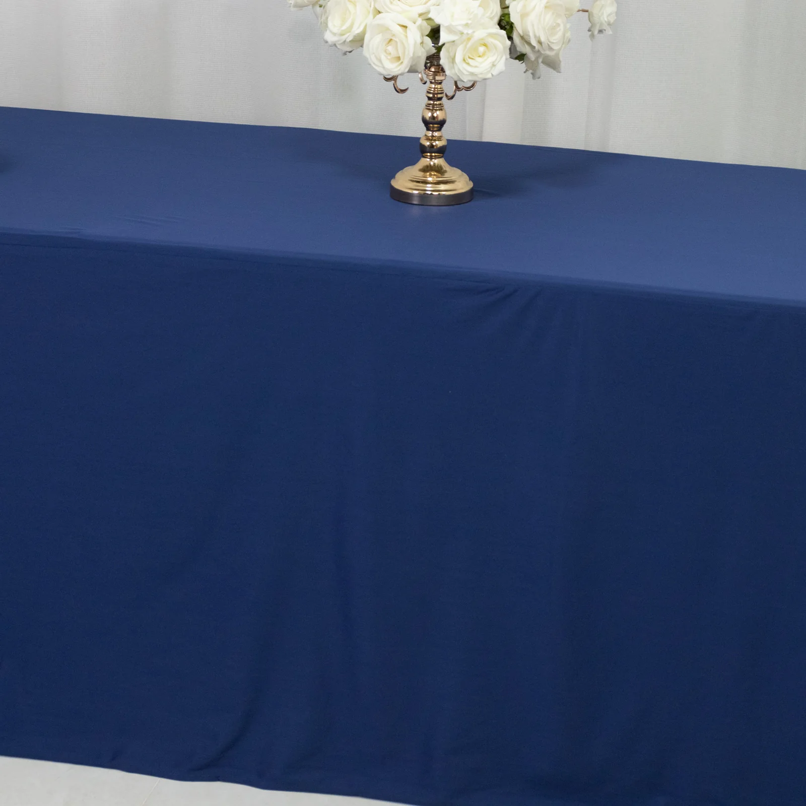 Scuba Rectangular Fitted Tablecloth 8ft Navy Blue – Wrinkle-Free, Stain Resistant - Image 6
