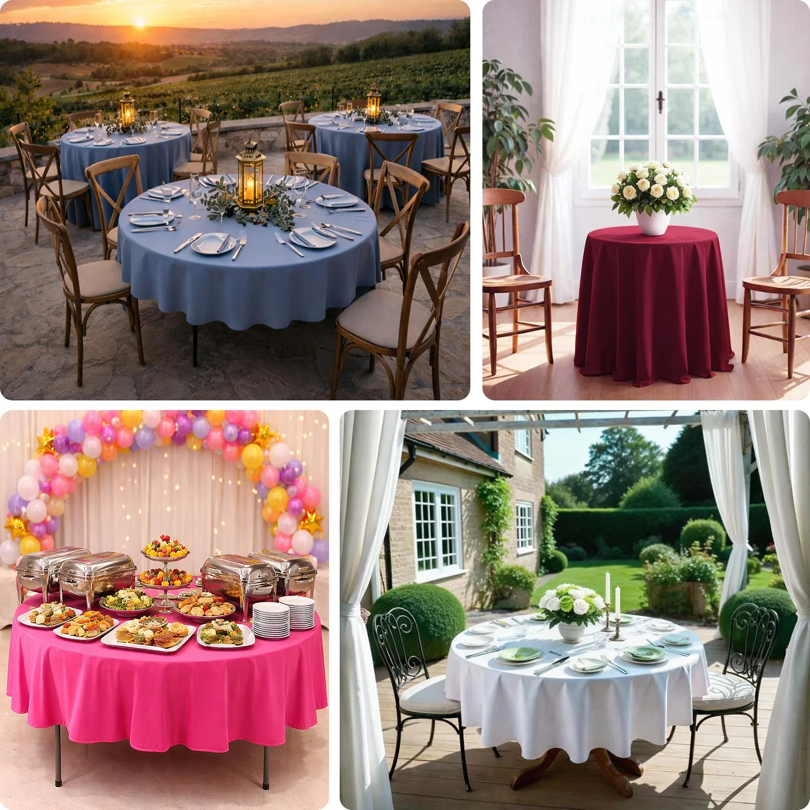 Scuba Round Tablecloth 90" Dusty Rose - Wrinkle Free Table Cover - Image 5