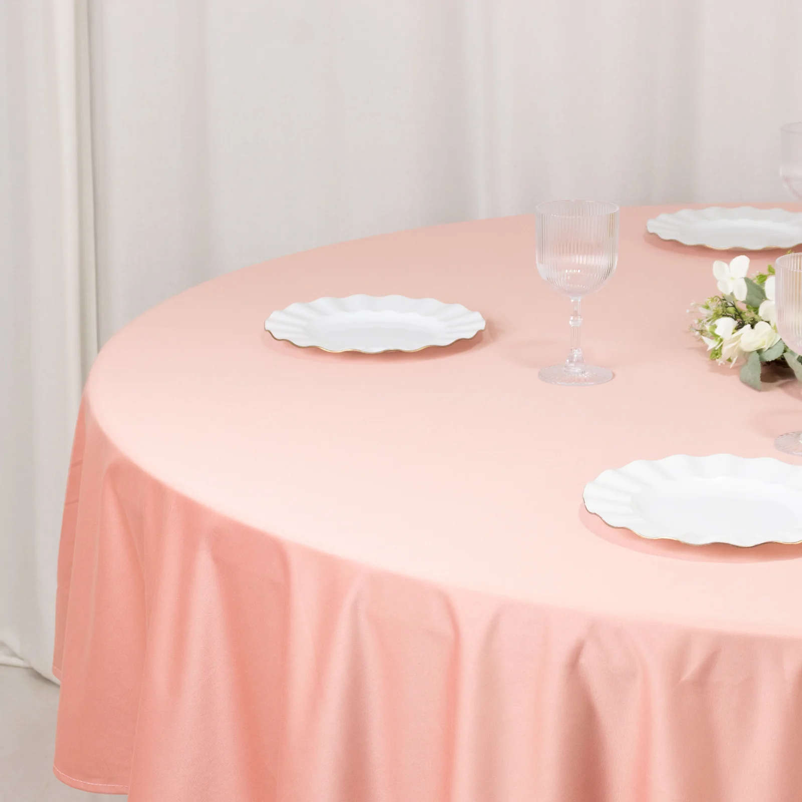 Scuba Round Tablecloth 90" Dusty Rose - Wrinkle Free Table Cover - Image 7