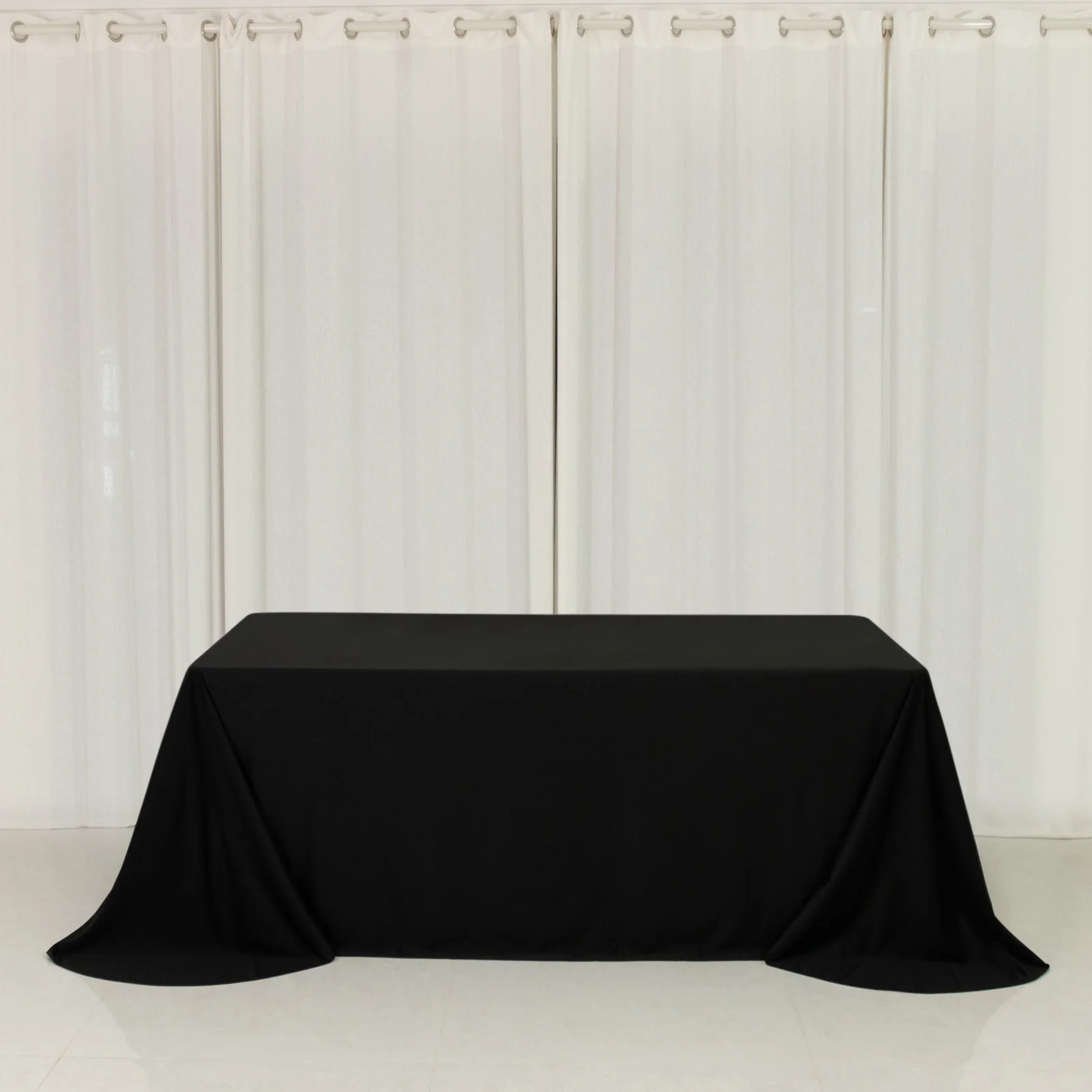 Scuba Rectangular Tablecloth 90"x132" Black with Rounded Corners – Wrinkle Free, Stain Resistant, Seamless Table Cover