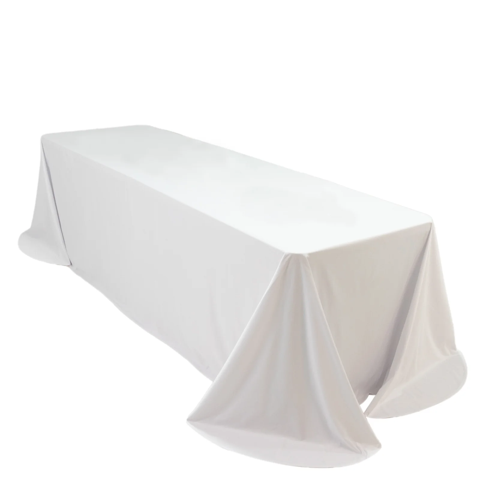 Scuba Rectangular Tablecloth 90"x156" White with Rounded Corners – Wrinkle Free, Stain Resistant, Seamless Table Cover - Image 3