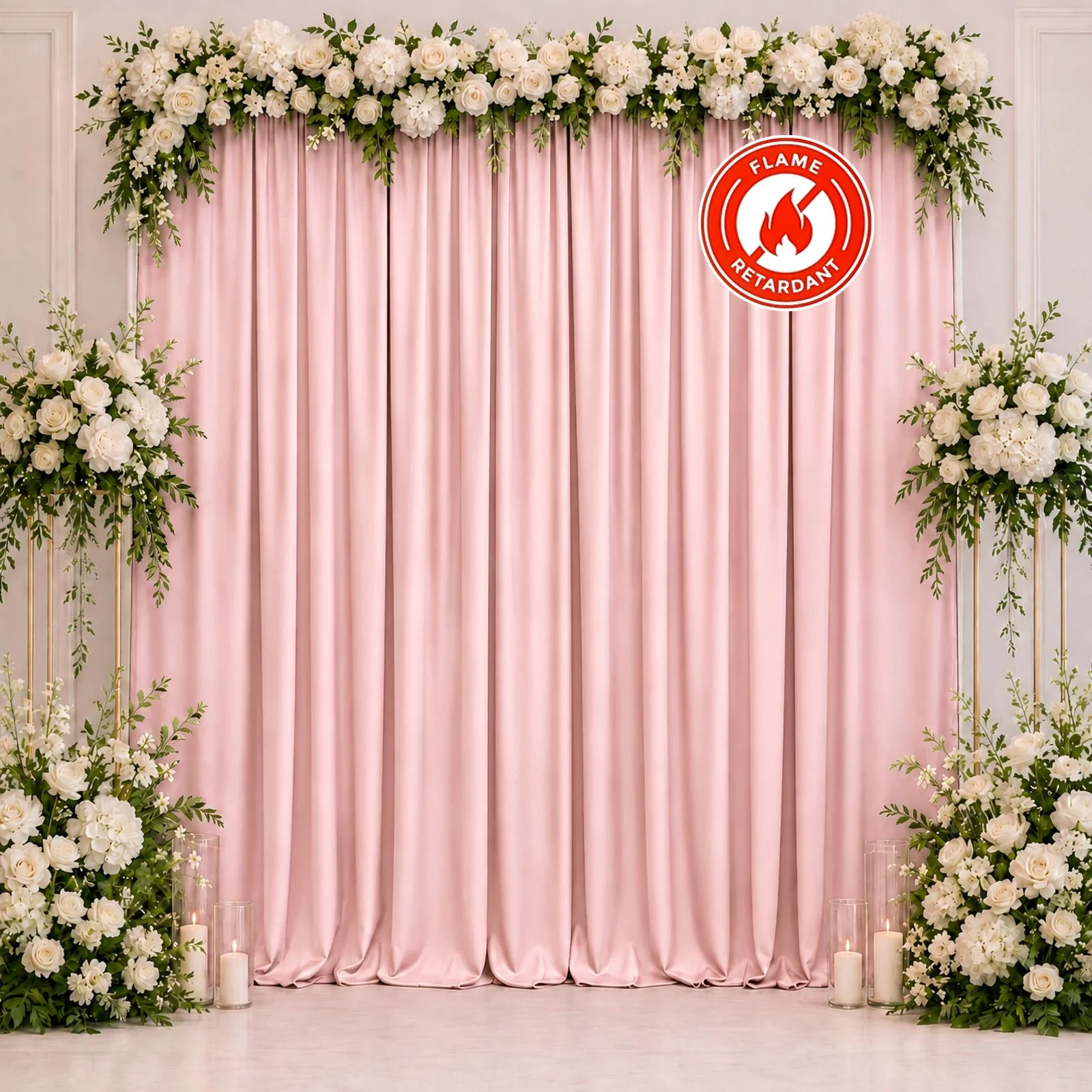 Scuba Polyester Backdrop Curtain Blush 10ftx10ft Durable Flame Resistant Wrinkle-Free Event Drape Panel With Rod Pocket - Image 3