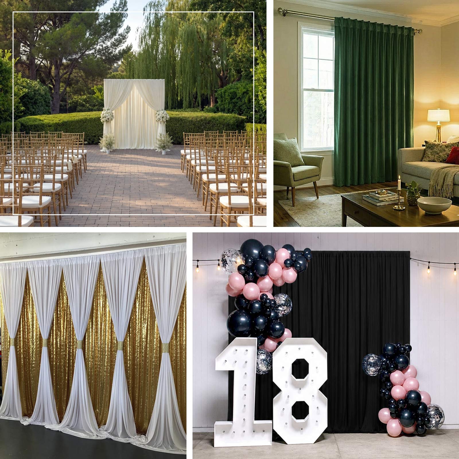 Scuba Polyester Backdrop Curtain Beige 10ftx10ft Durable Flame Resistant Wrinkle-Free Event Drape Panel With Rod Pocket - Image 5