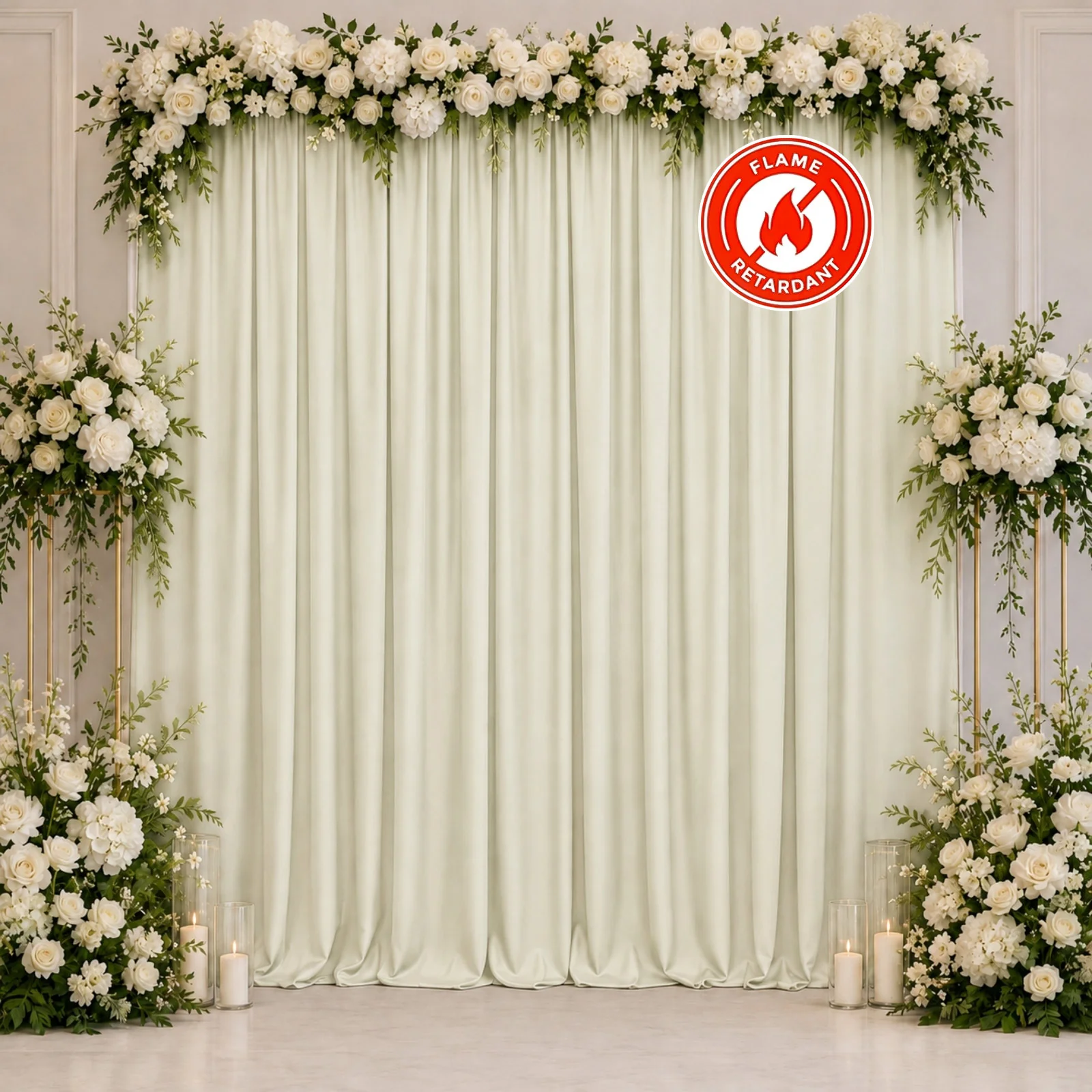Scuba Polyester Backdrop Curtain Ivory 10ftx10ft Durable Flame Resistant Wrinkle-Free Event Drape Panel With Rod Pocket - Image 3
