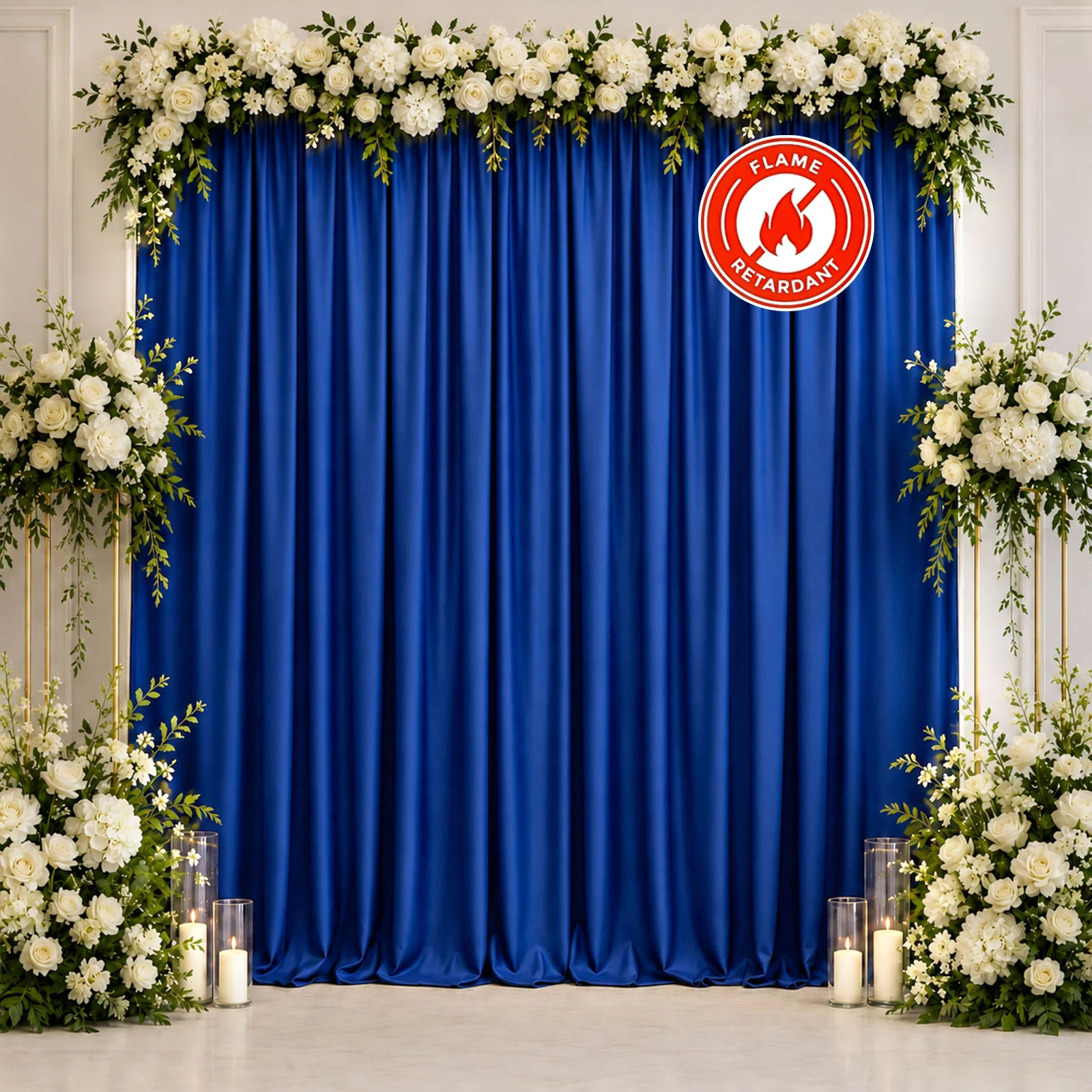 Scuba Polyester Backdrop Curtain Royal Blue 10ftx10ft Durable Flame Resistant Wrinkle-Free Event Drape Panel With Rod Pocket - Image 3