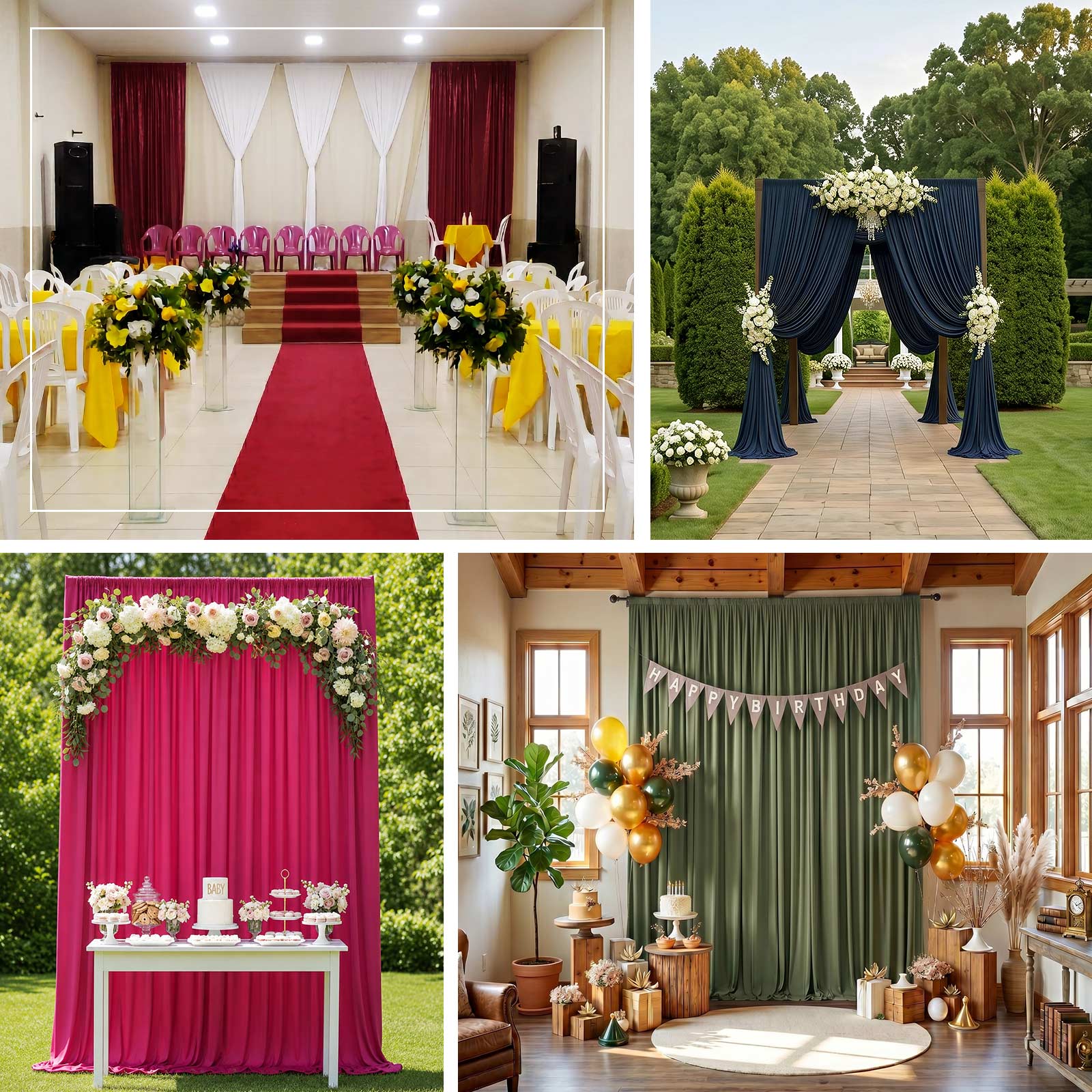 Scuba Polyester Backdrop Curtain Hunter Emerald Green 10ftx12ft Durable Flame Resistant Wrinkle-Free Event Drape Panel With Rod Pocket - Image 5