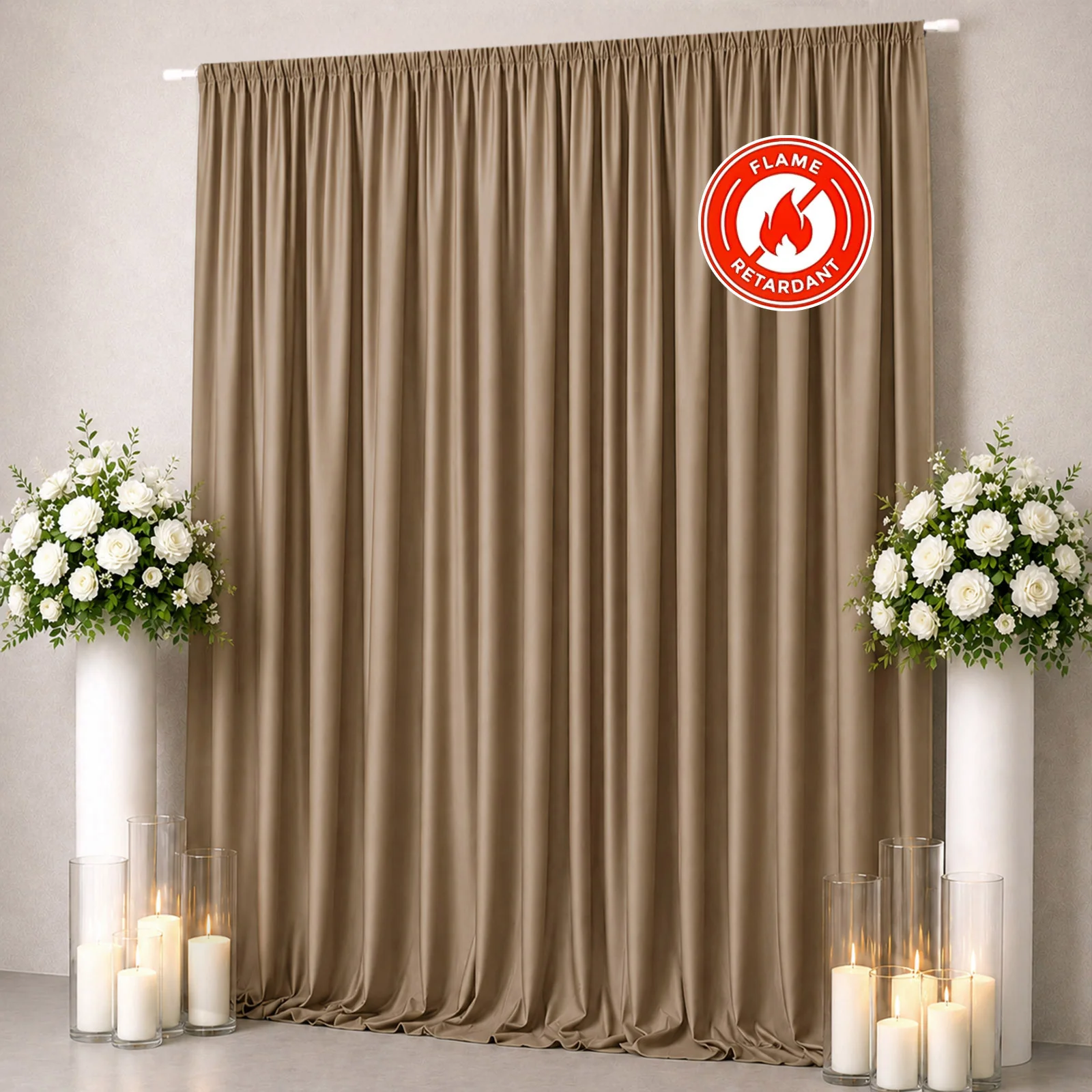 Scuba Polyester Backdrop Curtain Nude 10ftx12ft Durable Flame Resistant Wrinkle-Free Event Drape Panel With Rod Pocket - Image 3
