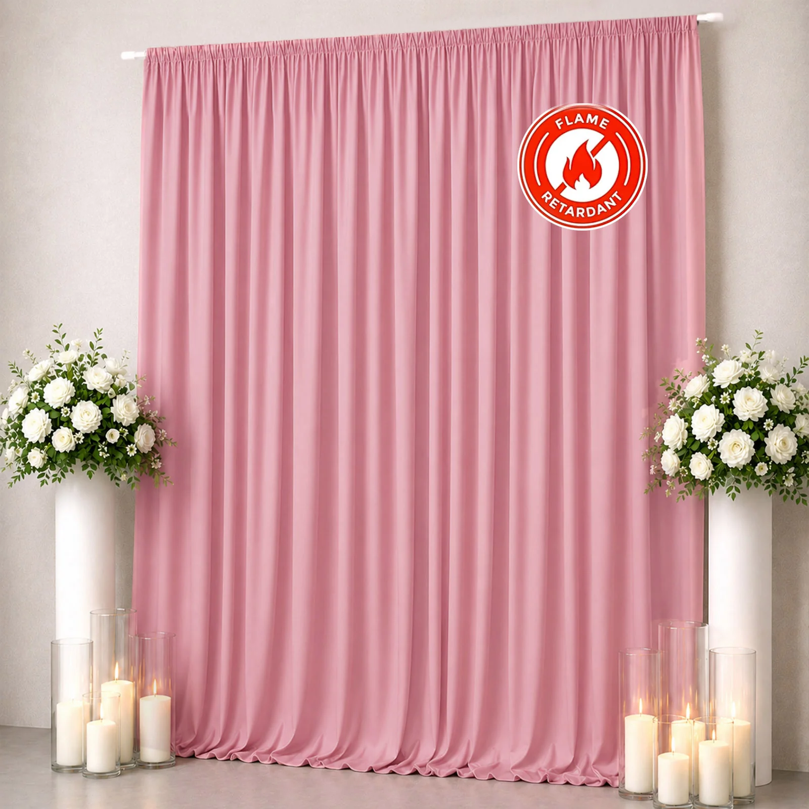 Scuba Polyester Backdrop Curtain Pink 10ftx12ft Durable Flame Resistant Wrinkle-Free Event Drape Panel With Rod Pocket - Image 3
